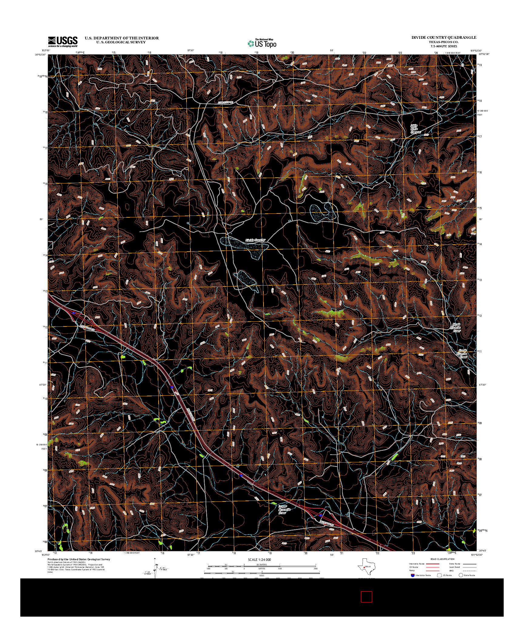 USGS US TOPO 7.5-MINUTE MAP FOR DIVIDE COUNTRY, TX 2012