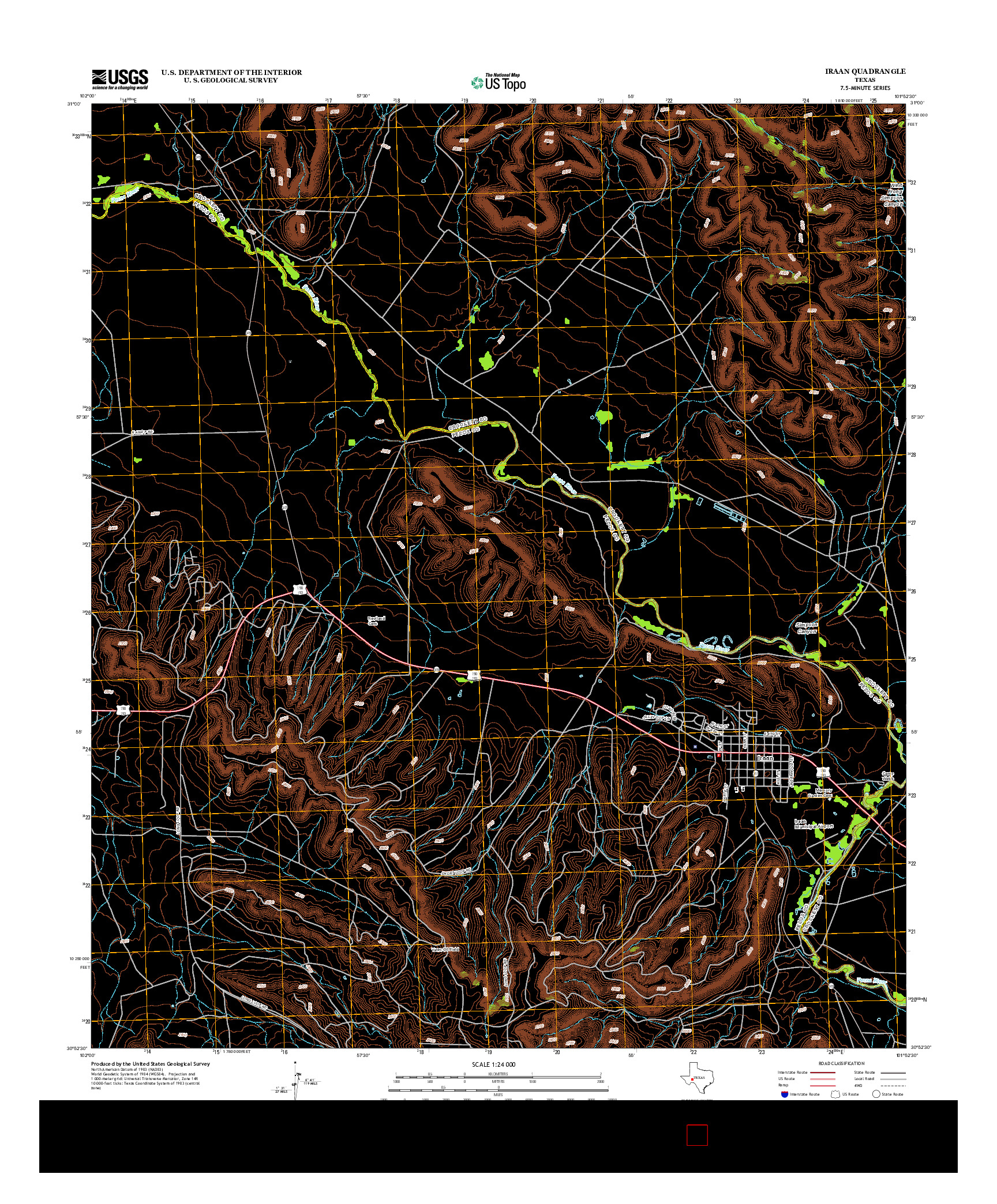 USGS US TOPO 7.5-MINUTE MAP FOR IRAAN, TX 2012
