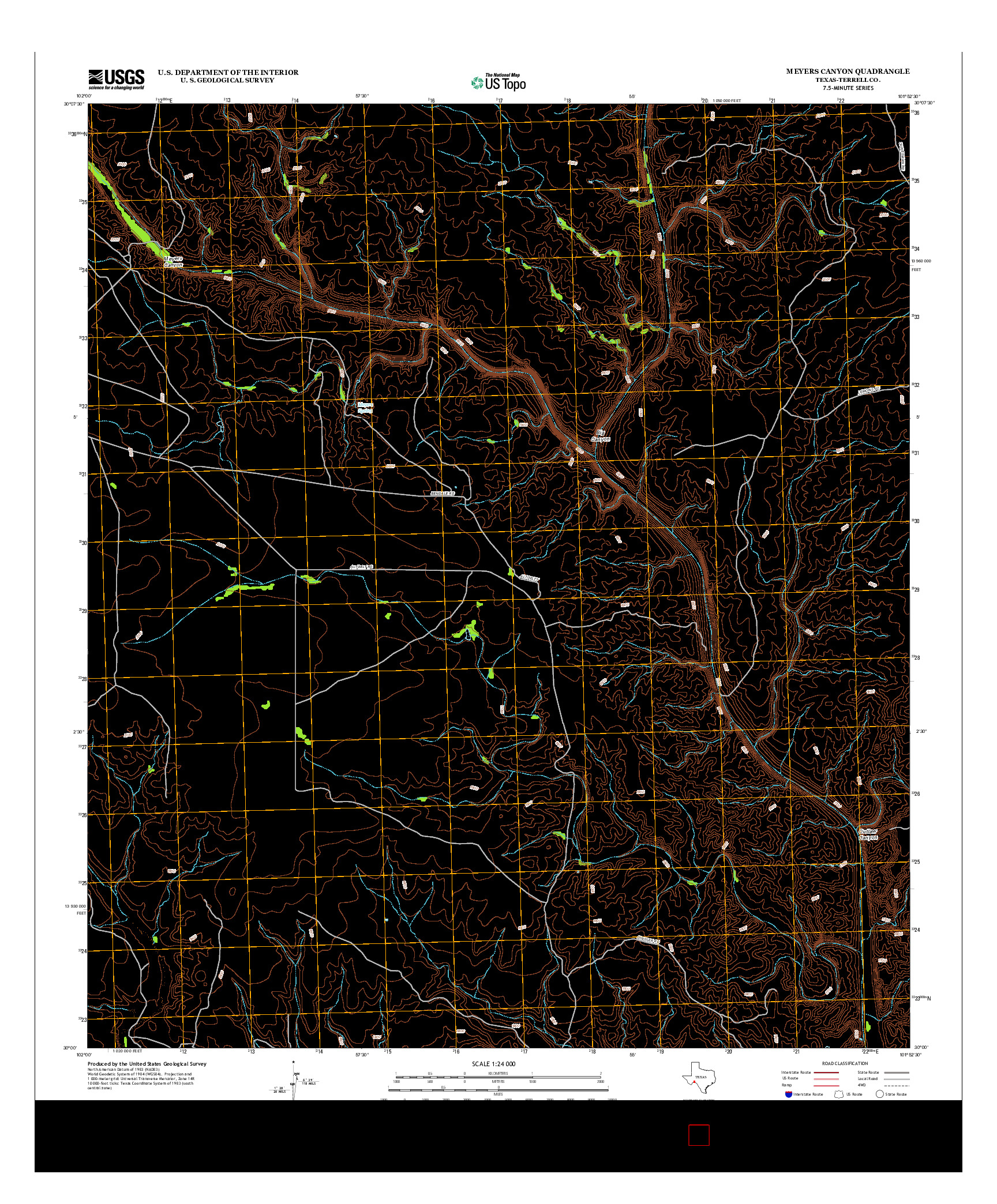 USGS US TOPO 7.5-MINUTE MAP FOR MEYERS CANYON, TX 2012