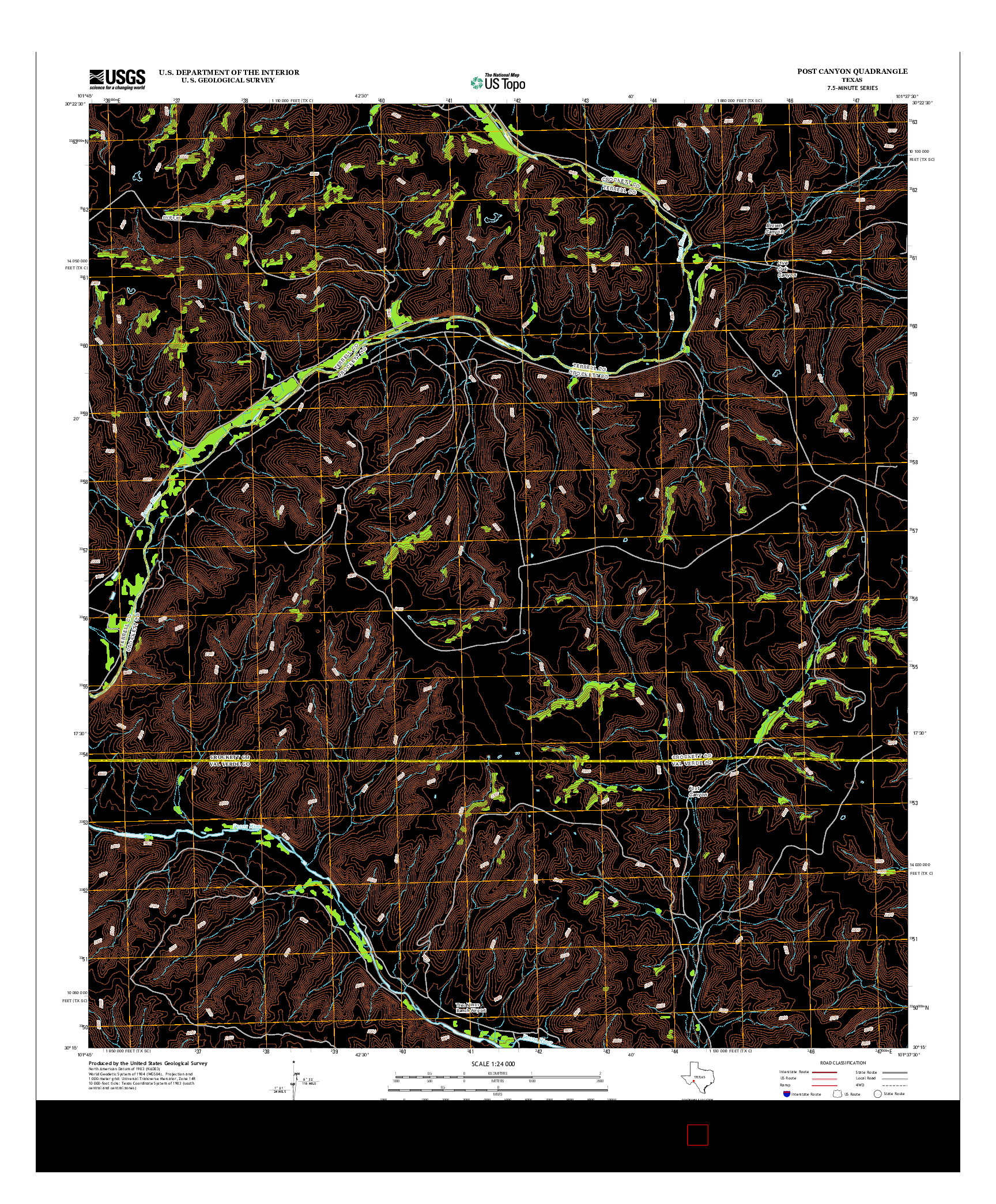 USGS US TOPO 7.5-MINUTE MAP FOR POST CANYON, TX 2012