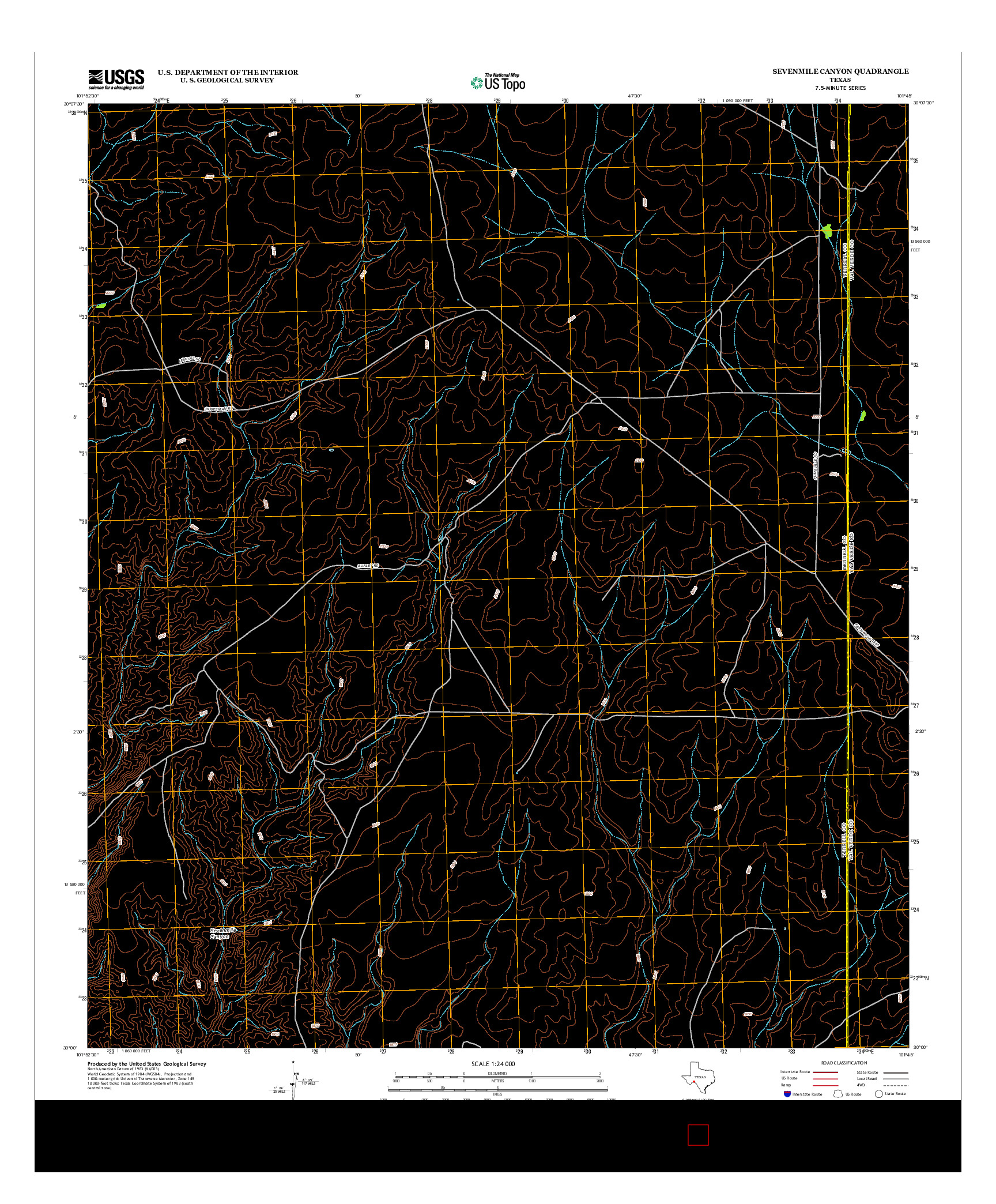 USGS US TOPO 7.5-MINUTE MAP FOR SEVENMILE CANYON, TX 2012