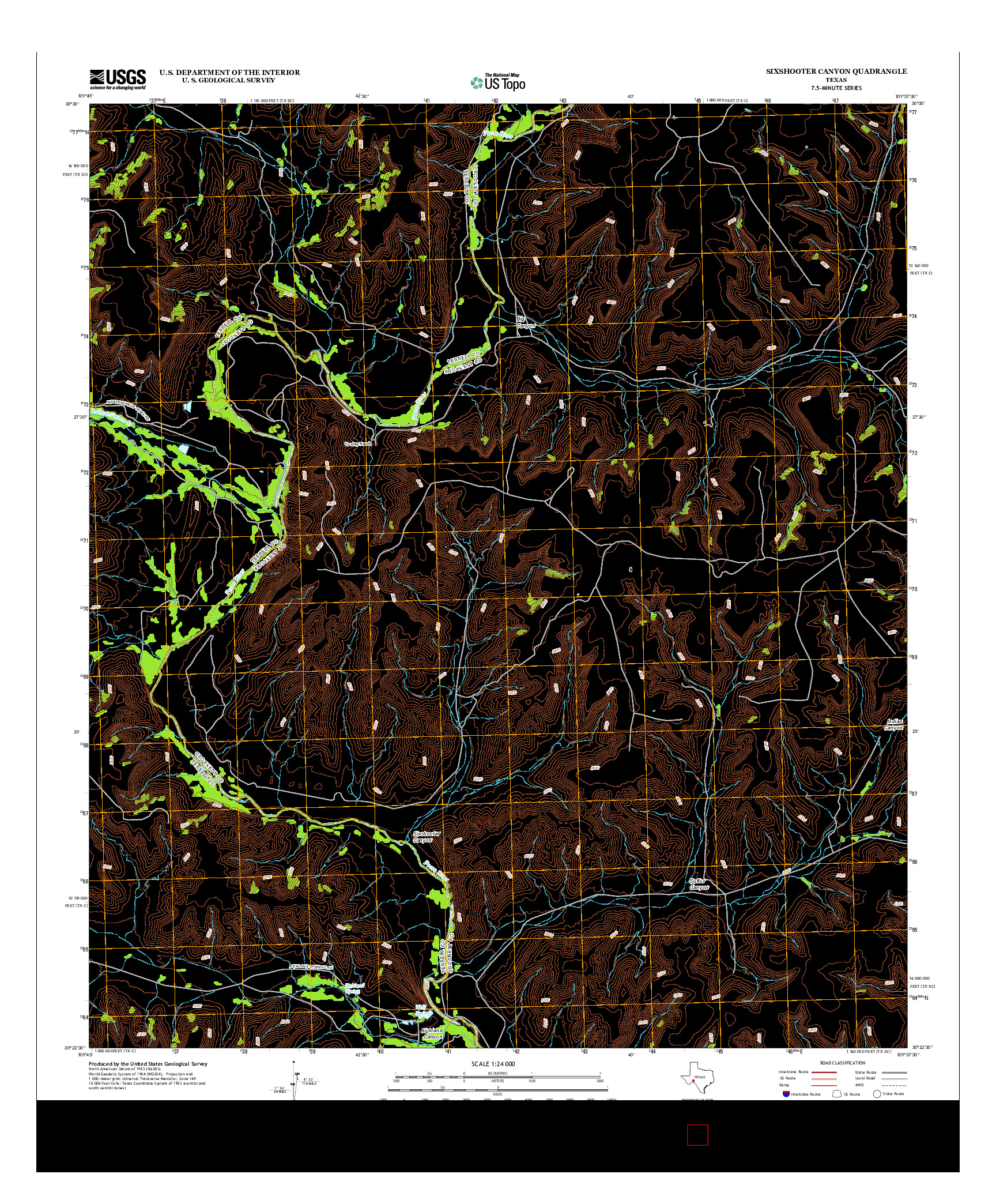 USGS US TOPO 7.5-MINUTE MAP FOR SIXSHOOTER CANYON, TX 2012