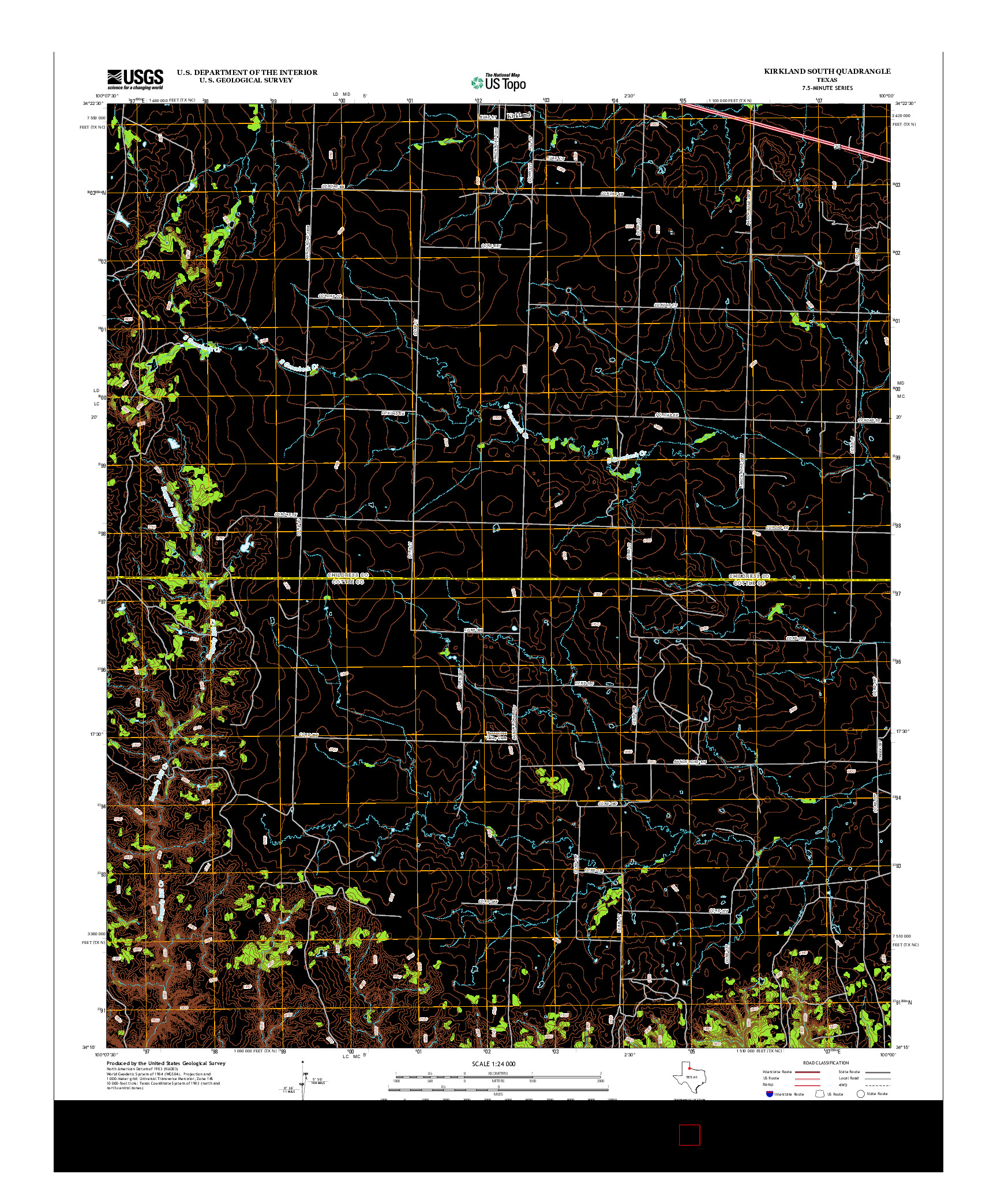 USGS US TOPO 7.5-MINUTE MAP FOR KIRKLAND SOUTH, TX 2012