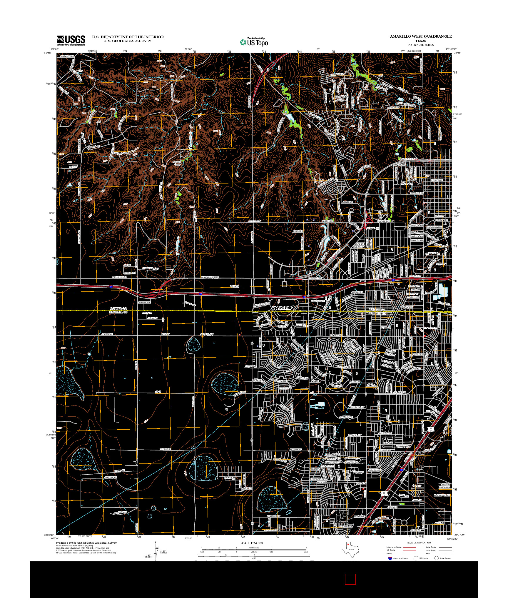 USGS US TOPO 7.5-MINUTE MAP FOR AMARILLO WEST, TX 2012