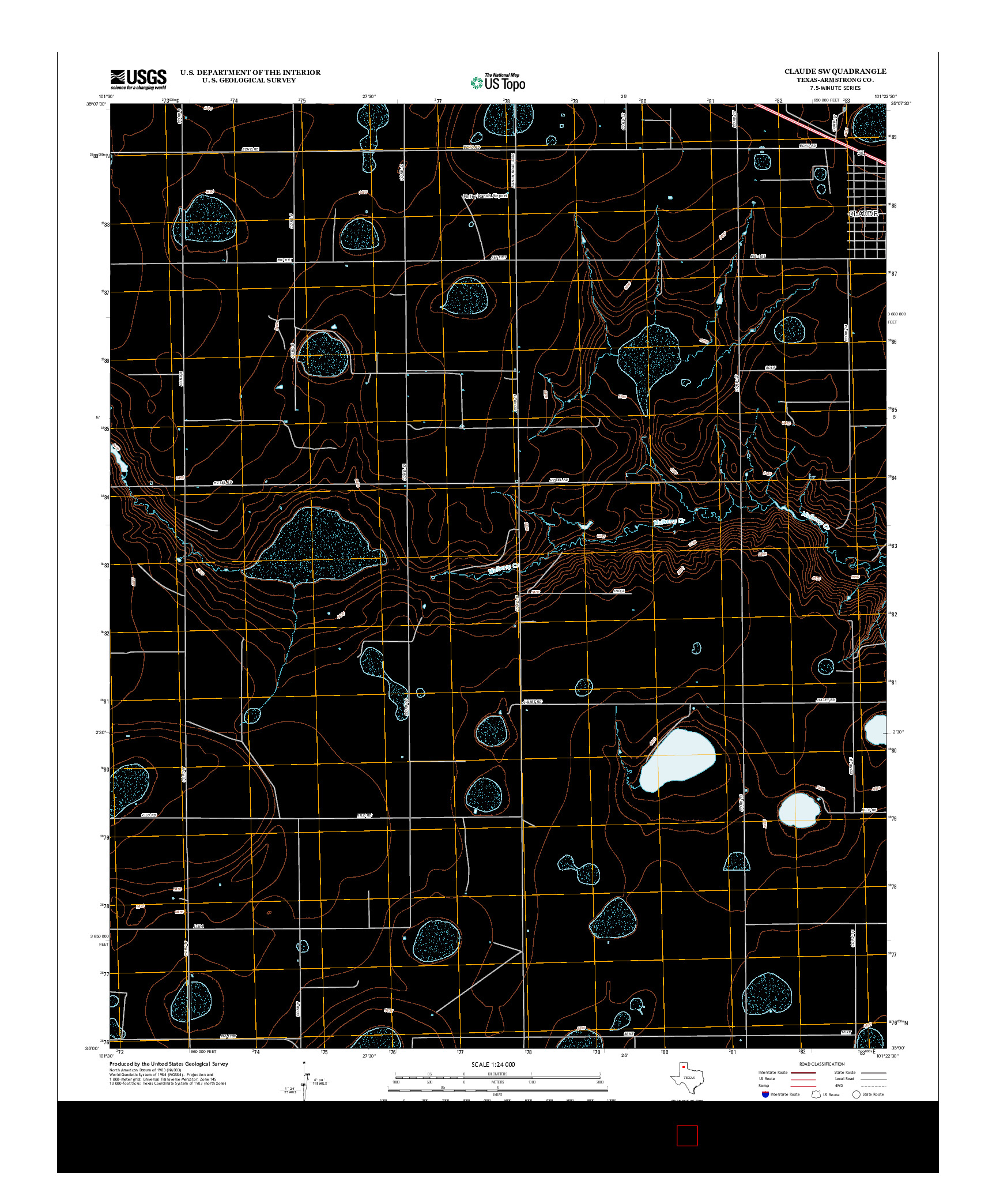 USGS US TOPO 7.5-MINUTE MAP FOR CLAUDE SW, TX 2012