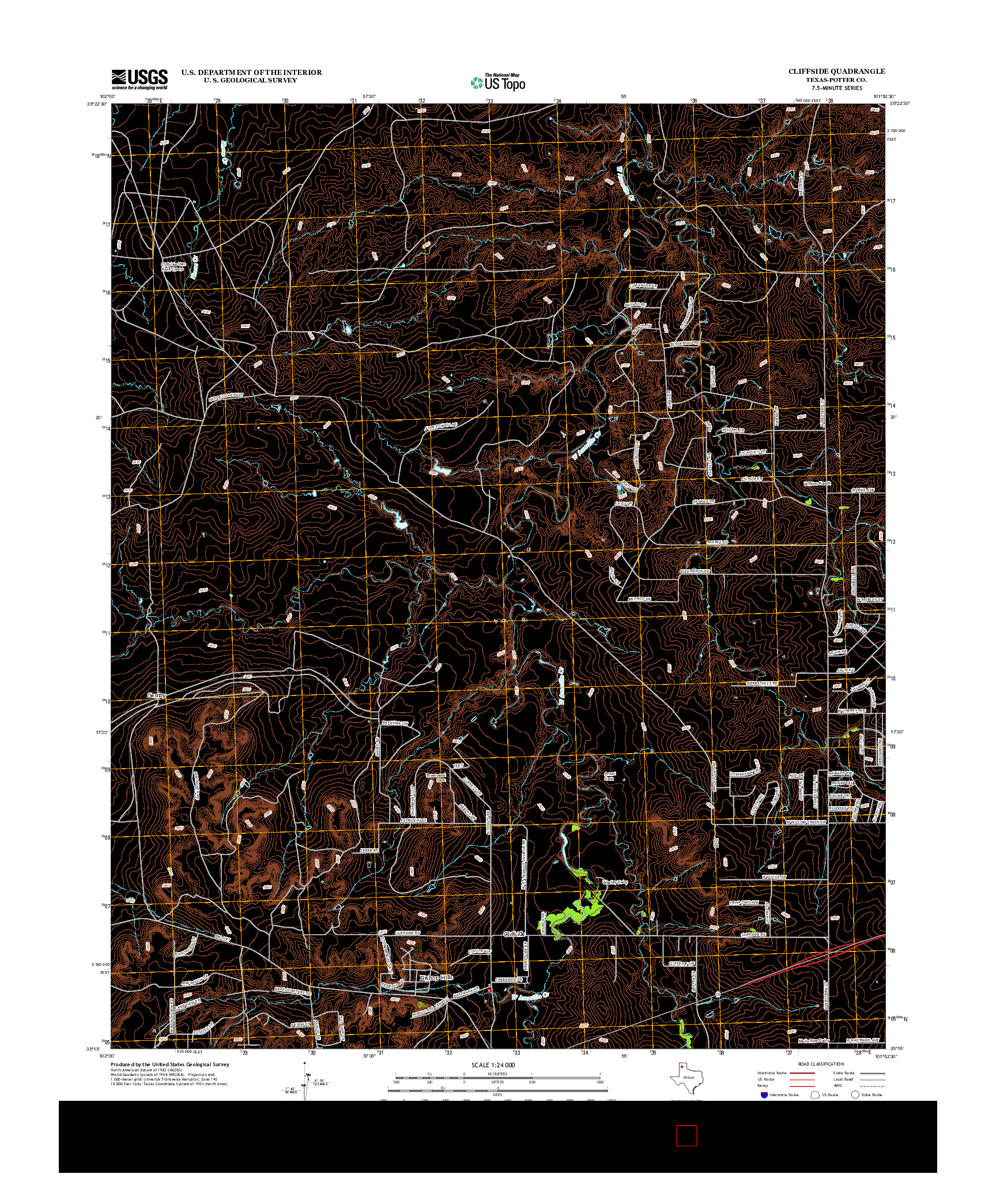 USGS US TOPO 7.5-MINUTE MAP FOR CLIFFSIDE, TX 2012