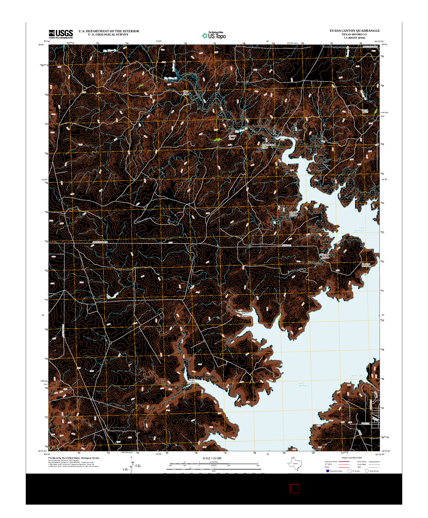 USGS US TOPO 7.5-MINUTE MAP FOR EVANS CANYON, TX 2012