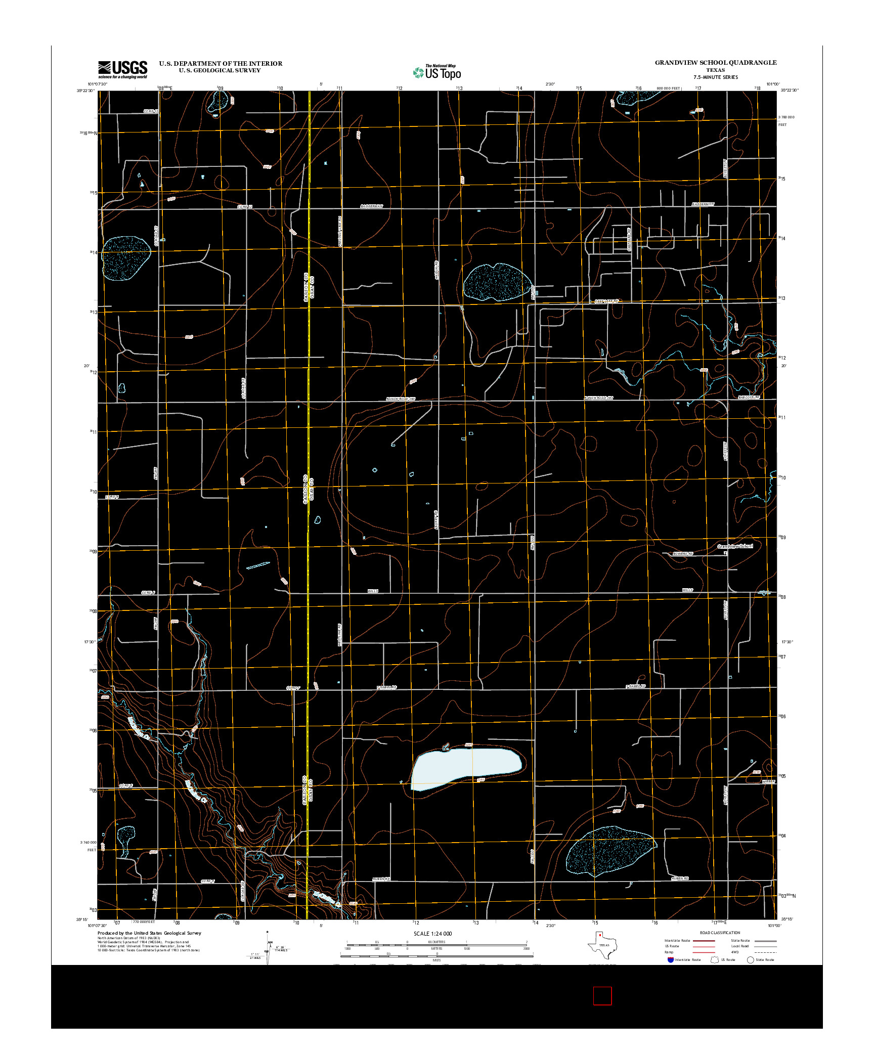 USGS US TOPO 7.5-MINUTE MAP FOR GRANDVIEW SCHOOL, TX 2012
