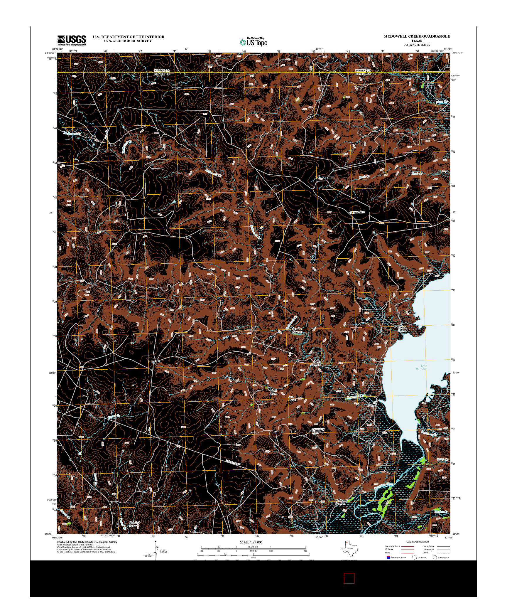 USGS US TOPO 7.5-MINUTE MAP FOR MCDOWELL CREEK, TX 2012