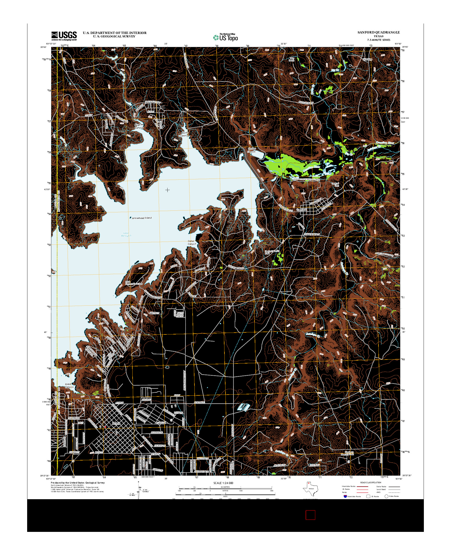 USGS US TOPO 7.5-MINUTE MAP FOR SANFORD, TX 2012