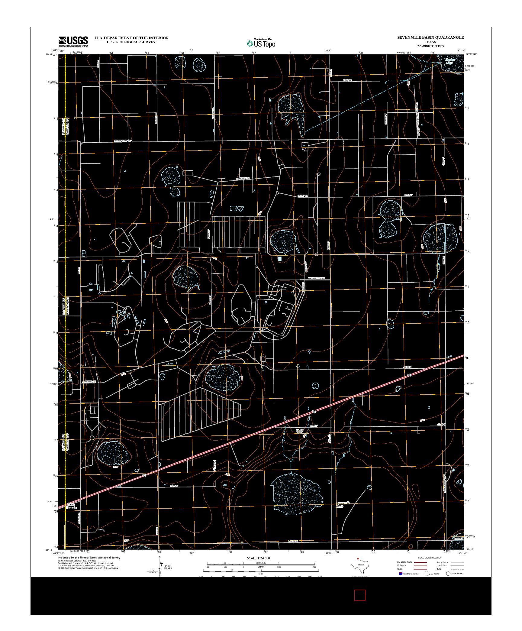 USGS US TOPO 7.5-MINUTE MAP FOR SEVENMILE BASIN, TX 2012