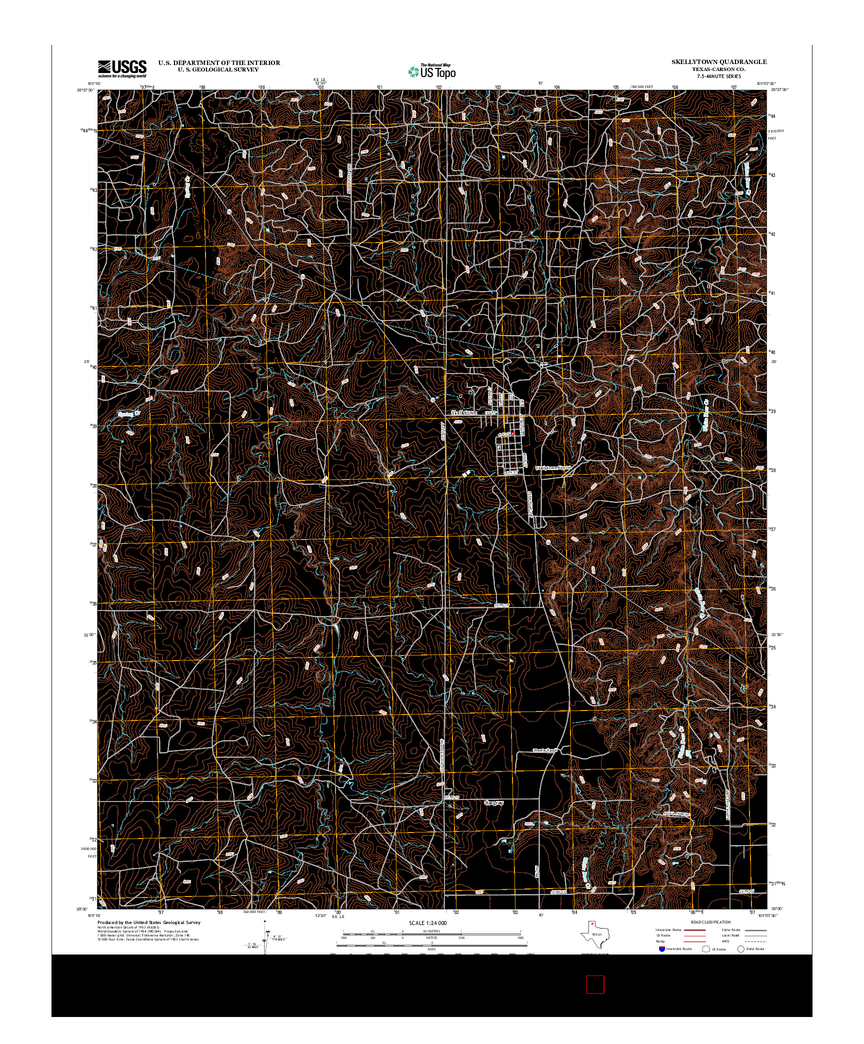 USGS US TOPO 7.5-MINUTE MAP FOR SKELLYTOWN, TX 2012
