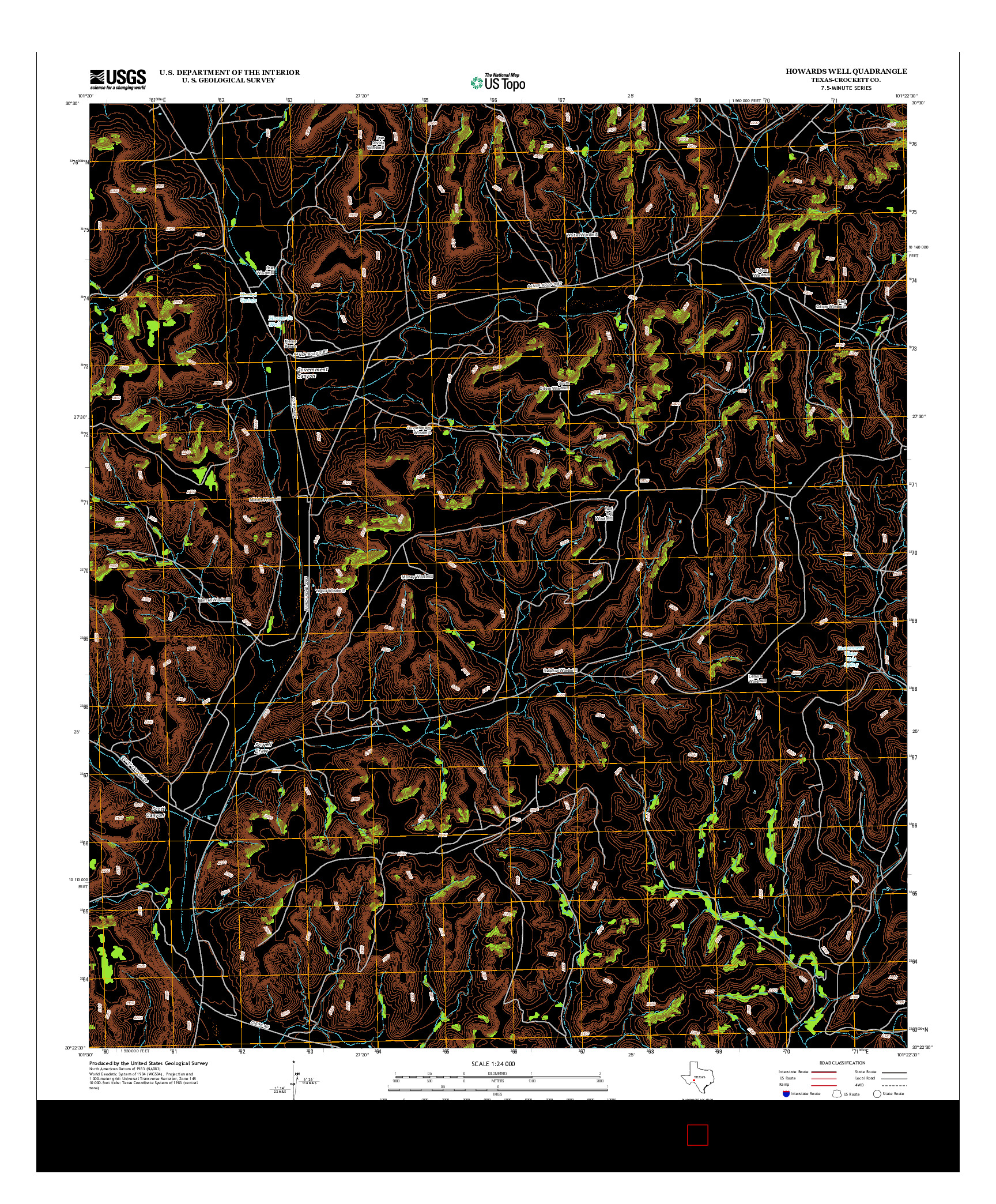 USGS US TOPO 7.5-MINUTE MAP FOR HOWARDS WELL, TX 2012