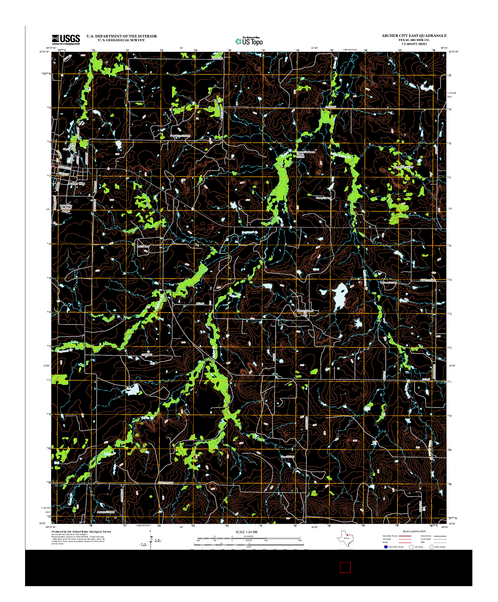 USGS US TOPO 7.5-MINUTE MAP FOR ARCHER CITY EAST, TX 2012