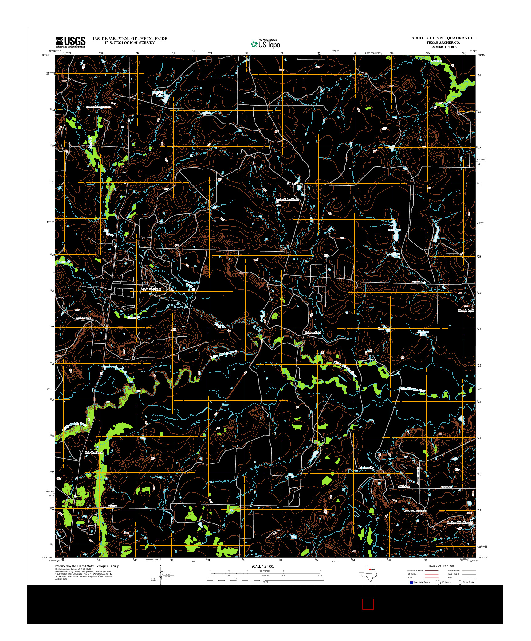 USGS US TOPO 7.5-MINUTE MAP FOR ARCHER CITY NE, TX 2012