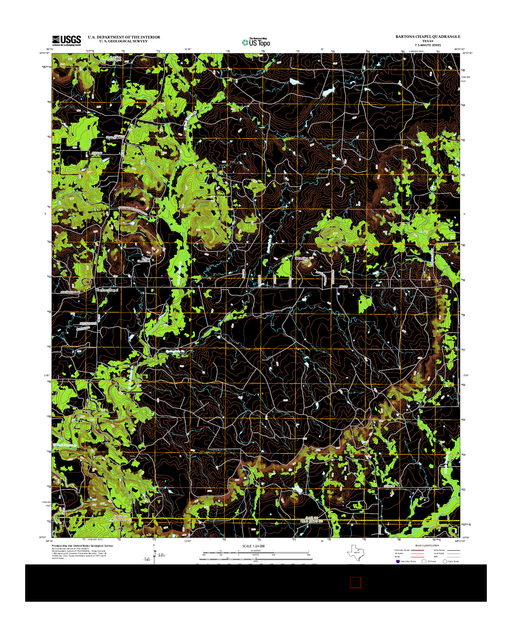 USGS US TOPO 7.5-MINUTE MAP FOR BARTONS CHAPEL, TX 2012