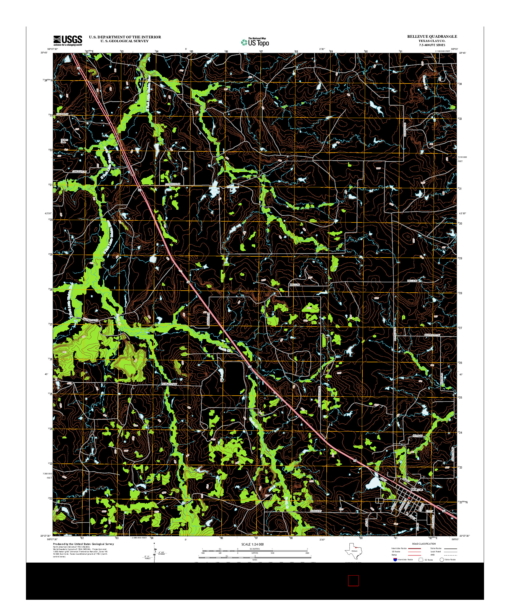 USGS US TOPO 7.5-MINUTE MAP FOR BELLEVUE, TX 2012