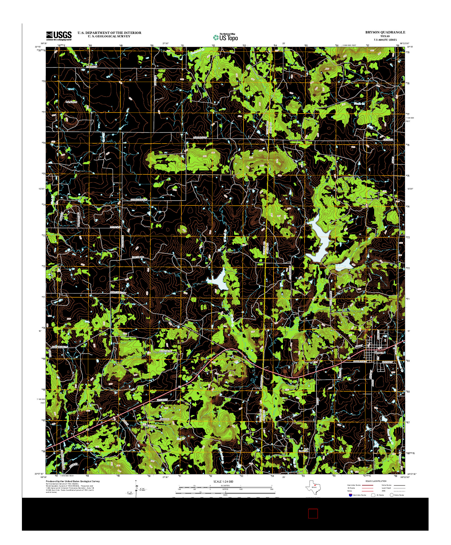 USGS US TOPO 7.5-MINUTE MAP FOR BRYSON, TX 2012