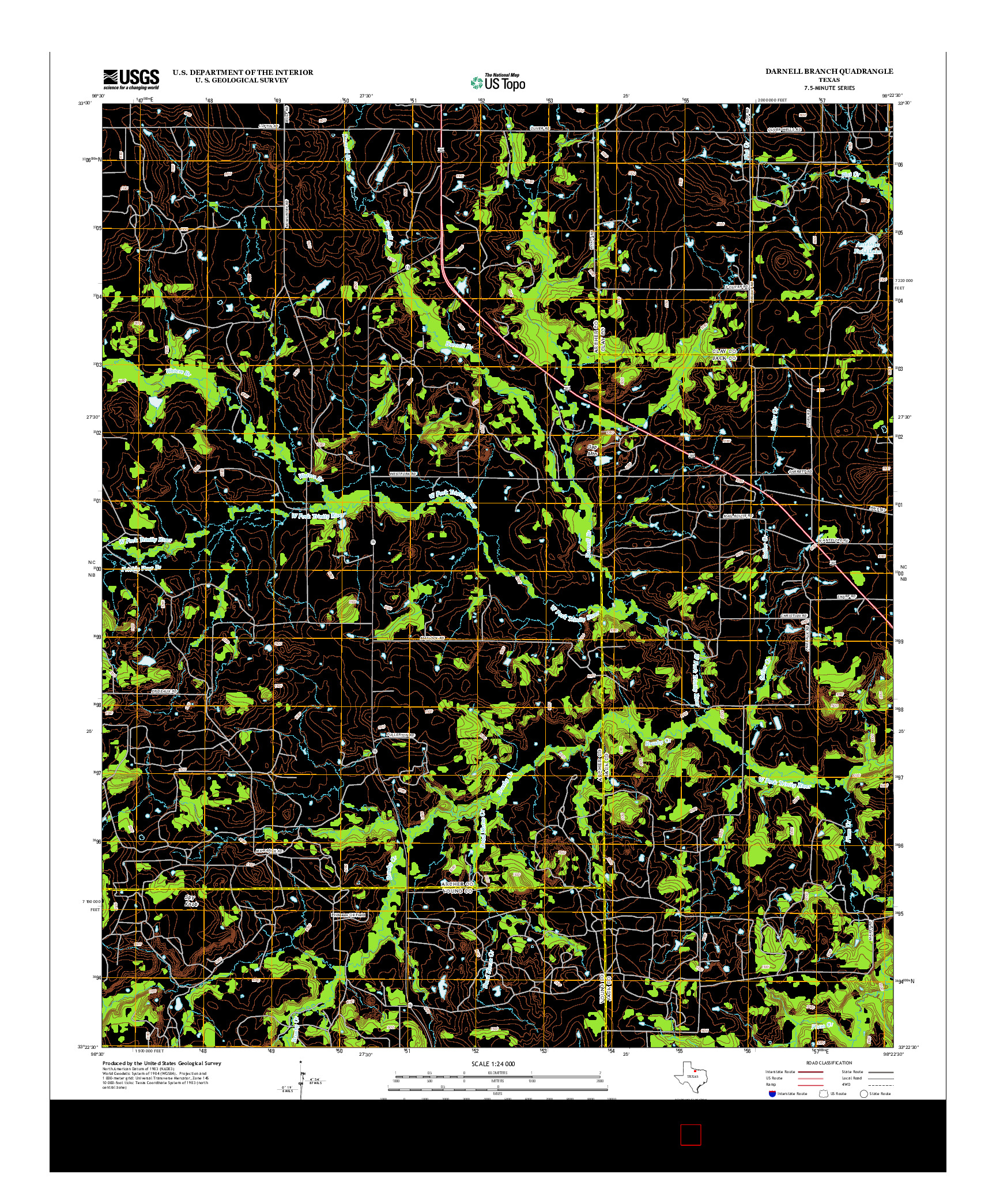 USGS US TOPO 7.5-MINUTE MAP FOR DARNELL BRANCH, TX 2012