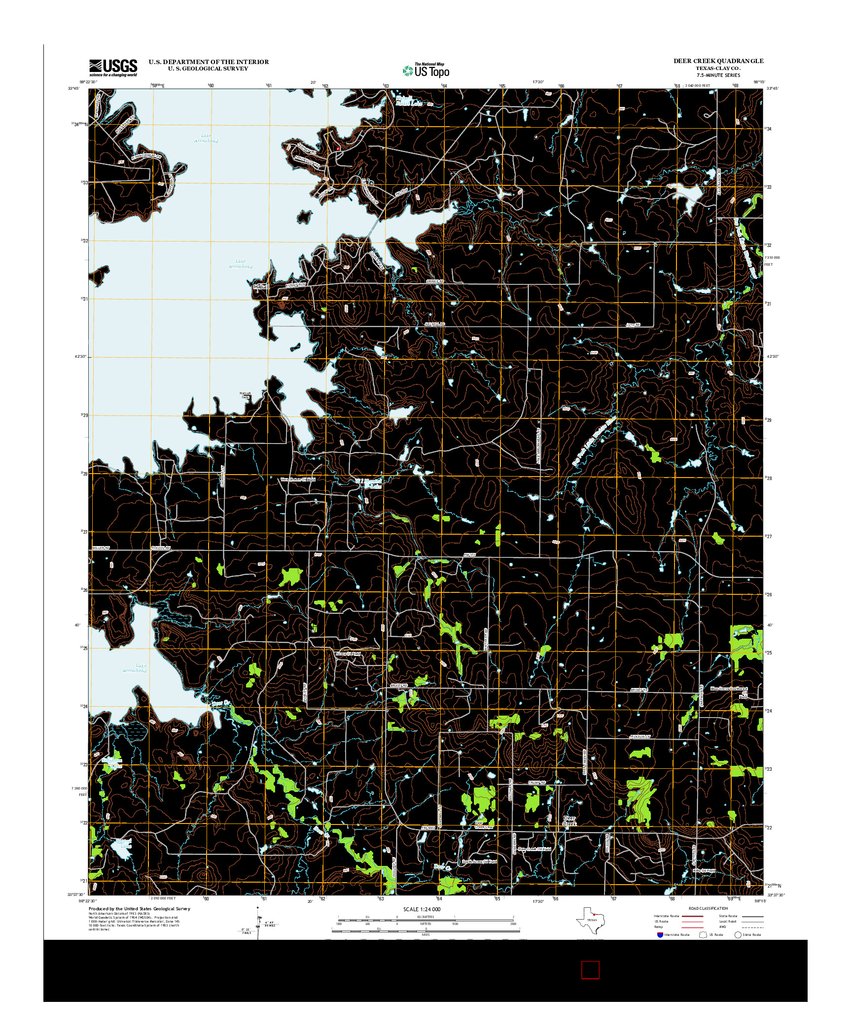 USGS US TOPO 7.5-MINUTE MAP FOR DEER CREEK, TX 2012