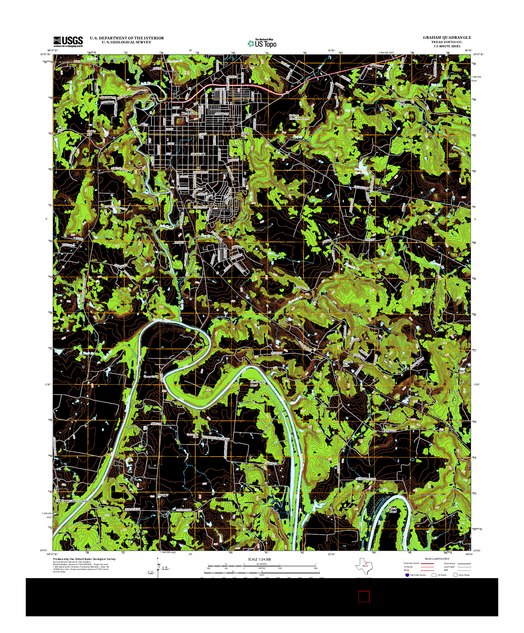 USGS US TOPO 7.5-MINUTE MAP FOR GRAHAM, TX 2012
