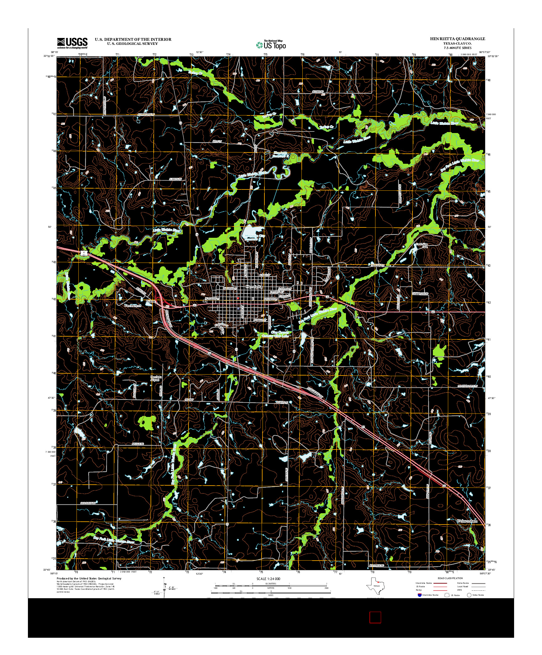 USGS US TOPO 7.5-MINUTE MAP FOR HENRIETTA, TX 2012