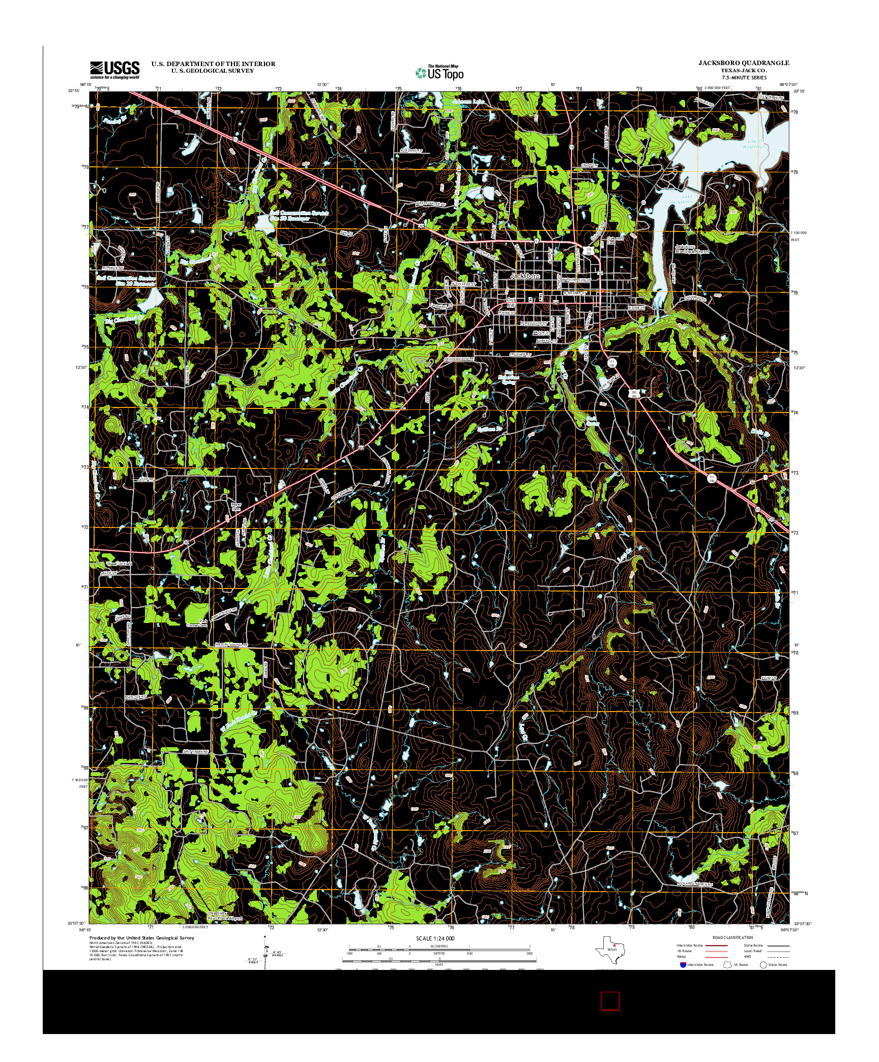 USGS US TOPO 7.5-MINUTE MAP FOR JACKSBORO, TX 2012