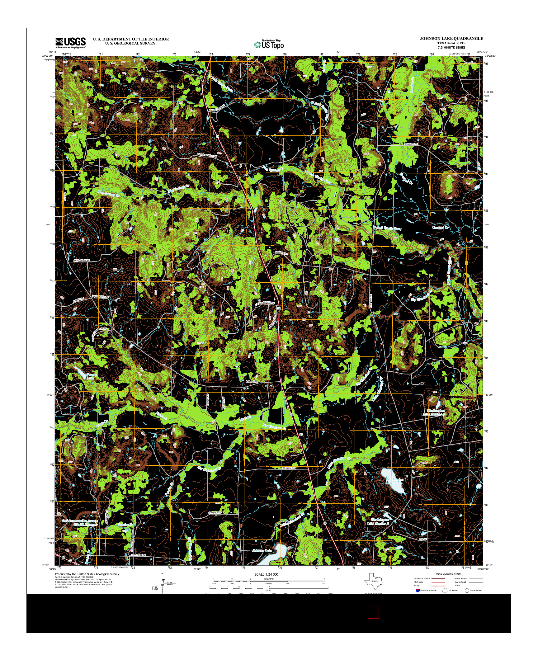 USGS US TOPO 7.5-MINUTE MAP FOR JOHNSON LAKE, TX 2012