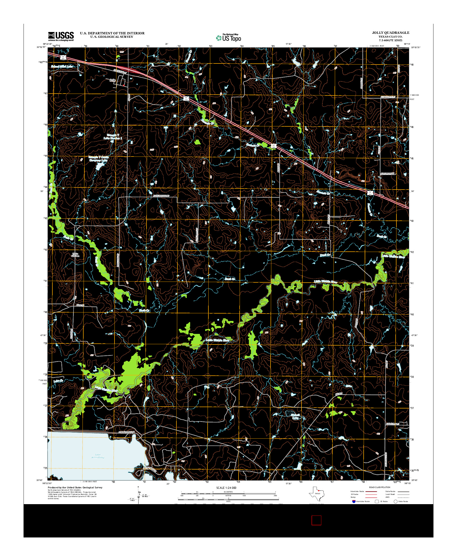 USGS US TOPO 7.5-MINUTE MAP FOR JOLLY, TX 2012