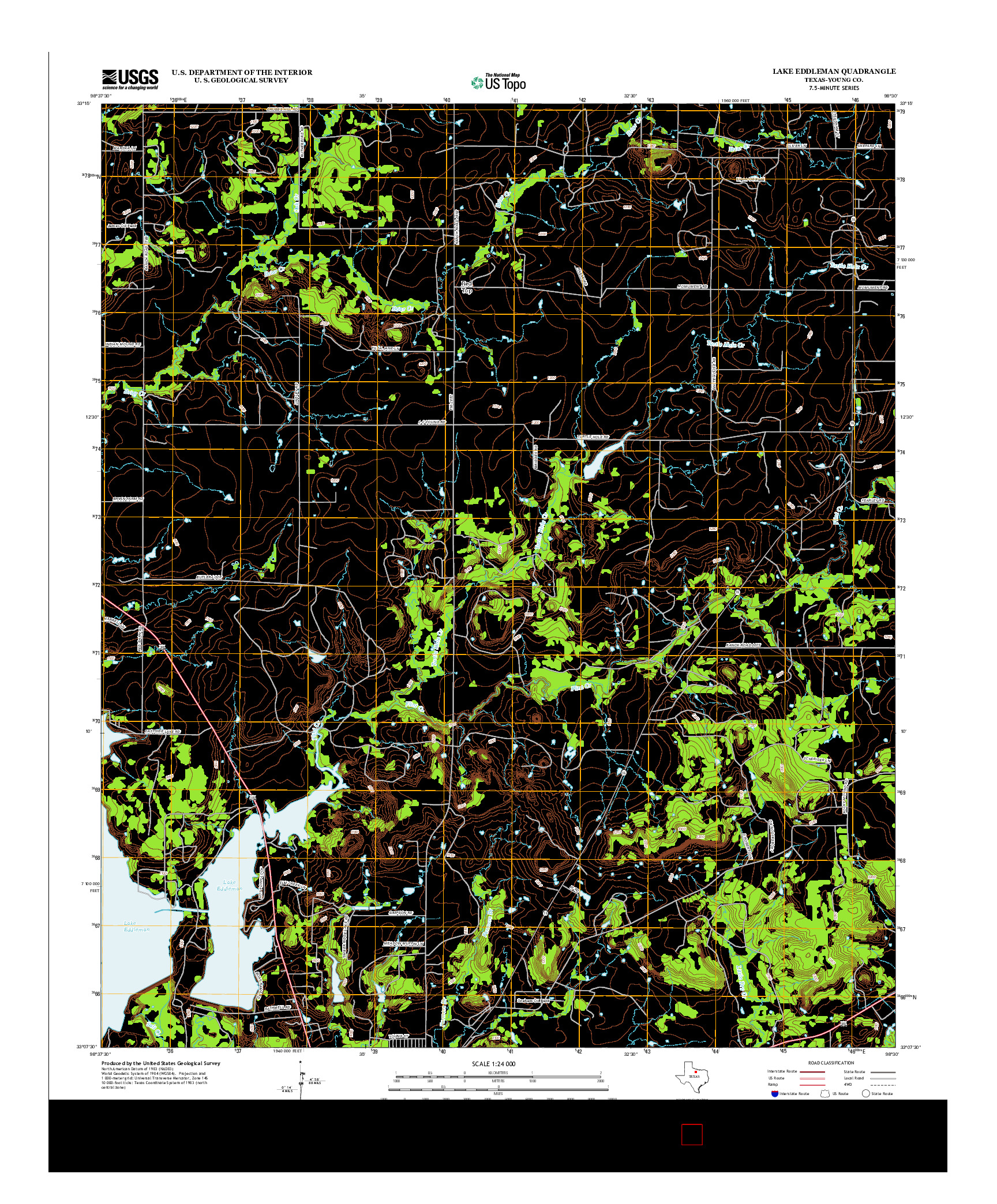 USGS US TOPO 7.5-MINUTE MAP FOR LAKE EDDLEMAN, TX 2012