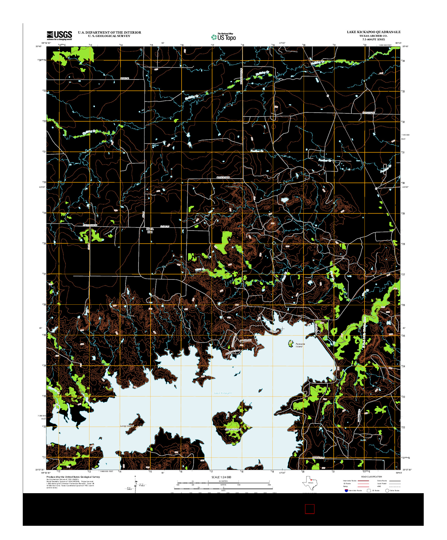 USGS US TOPO 7.5-MINUTE MAP FOR LAKE KICKAPOO, TX 2012