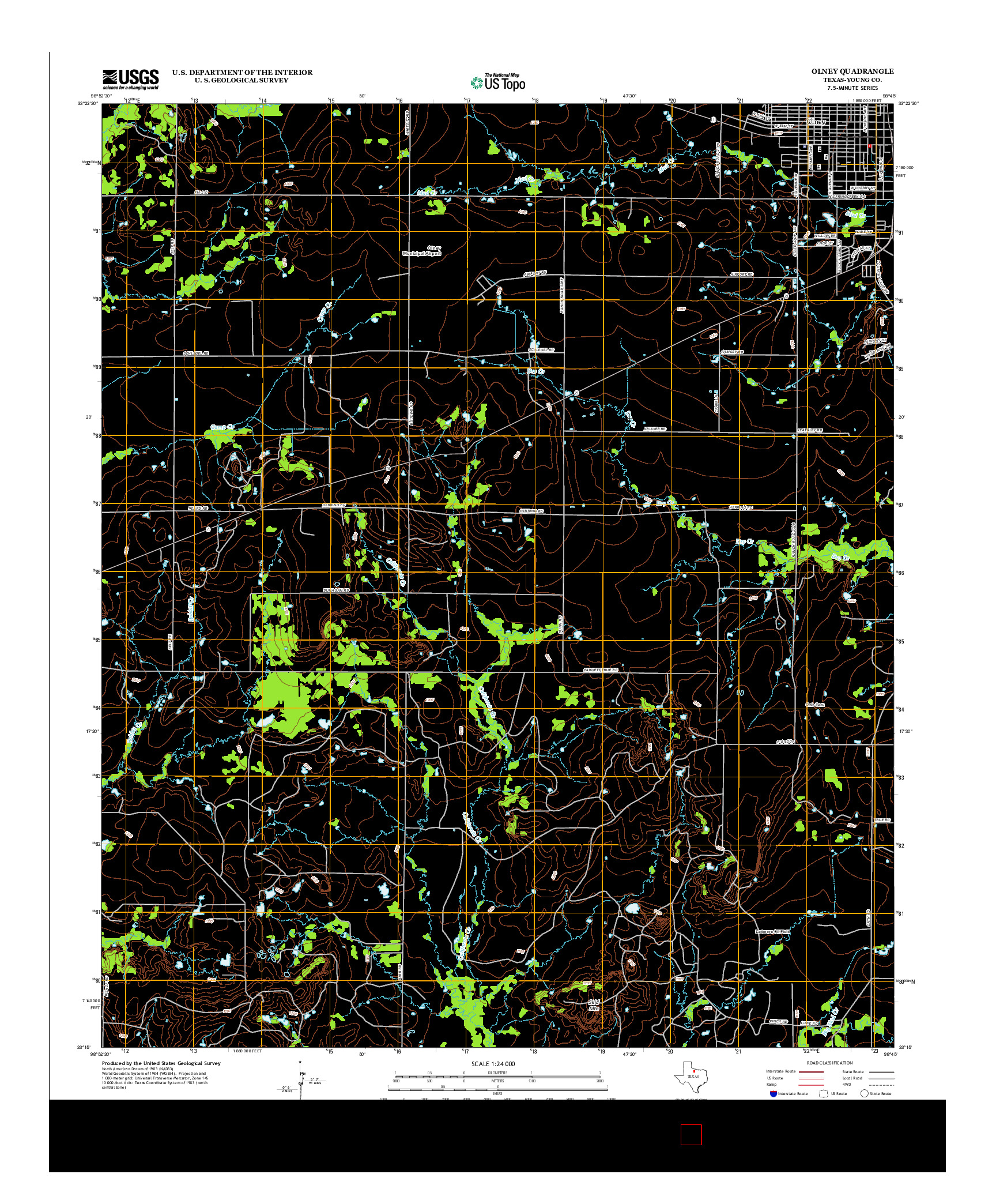 USGS US TOPO 7.5-MINUTE MAP FOR OLNEY, TX 2012