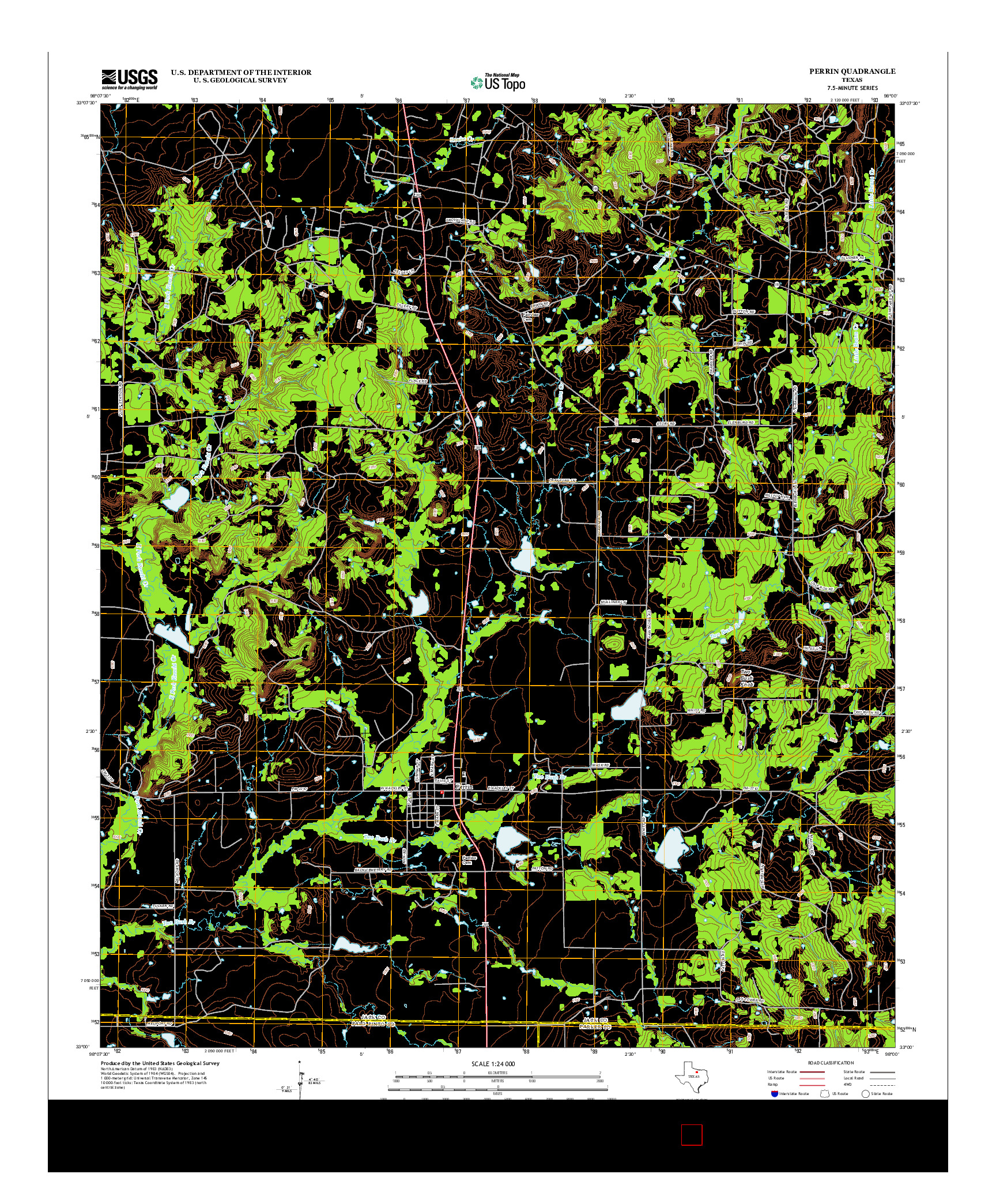 USGS US TOPO 7.5-MINUTE MAP FOR PERRIN, TX 2012