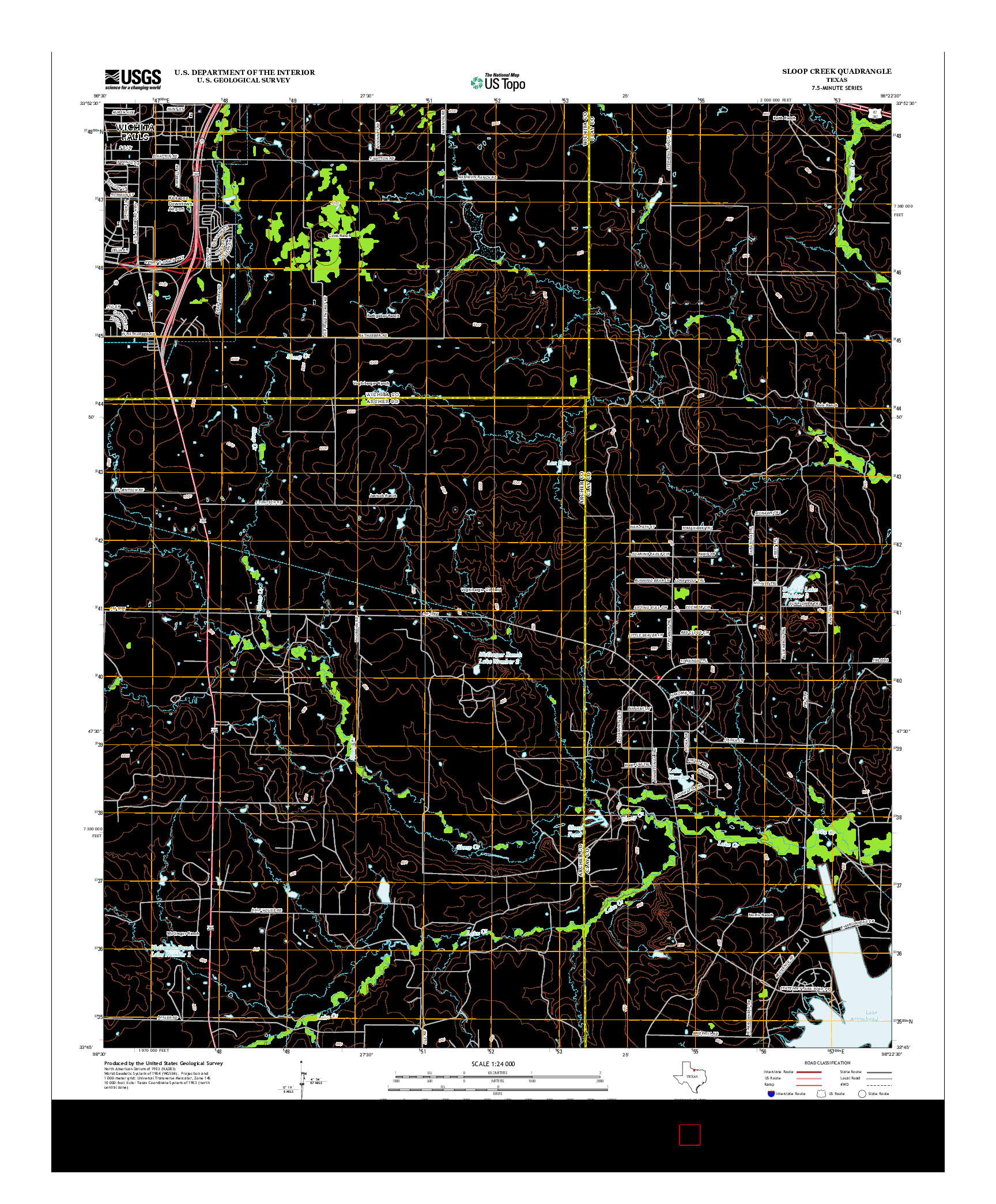 USGS US TOPO 7.5-MINUTE MAP FOR SLOOP CREEK, TX 2012