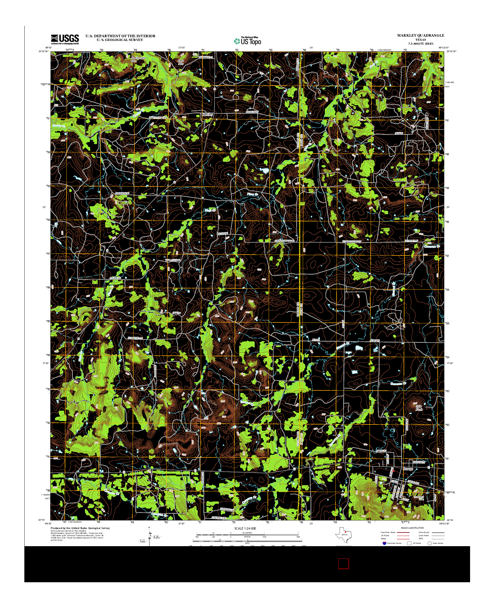 USGS US TOPO 7.5-MINUTE MAP FOR MARKLEY, TX 2012