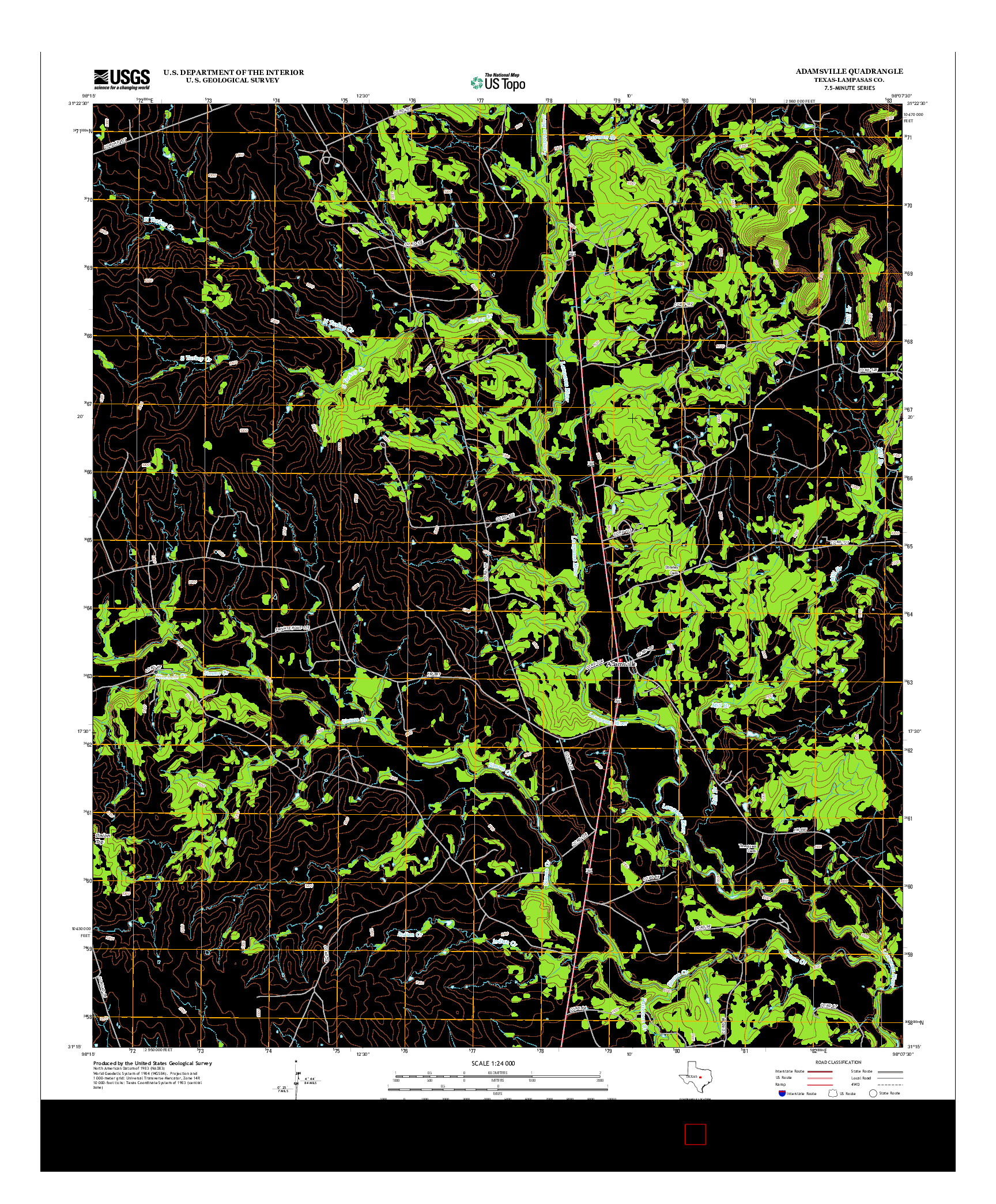 USGS US TOPO 7.5-MINUTE MAP FOR ADAMSVILLE, TX 2012