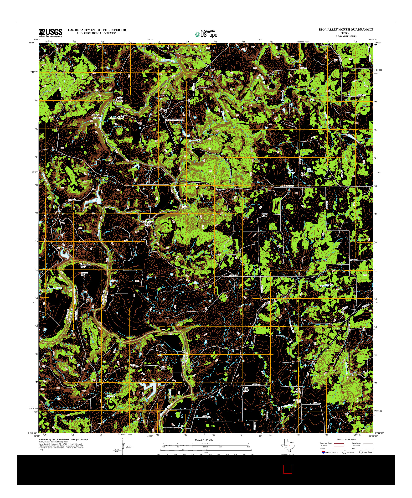 USGS US TOPO 7.5-MINUTE MAP FOR BIG VALLEY NORTH, TX 2012