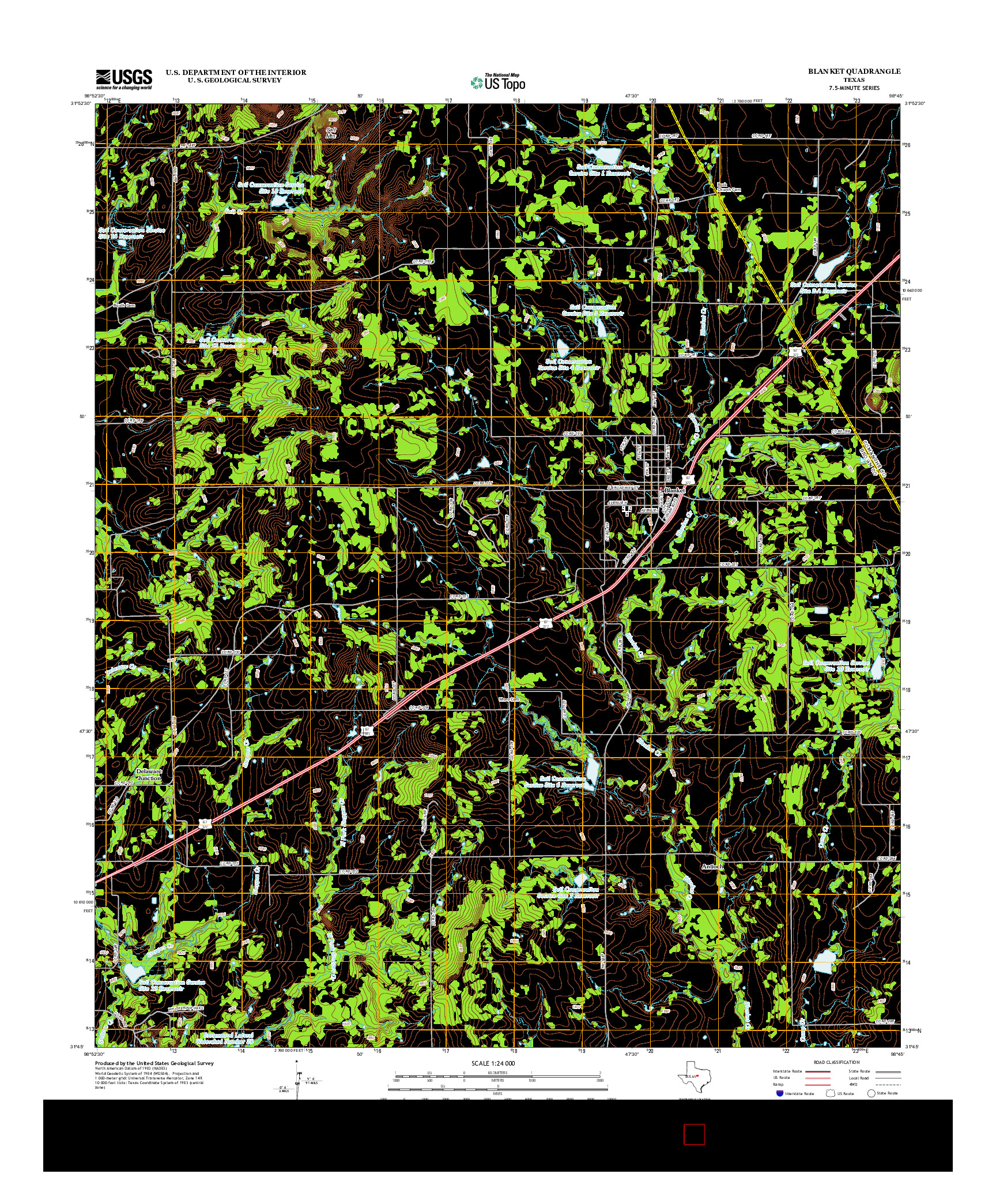 USGS US TOPO 7.5-MINUTE MAP FOR BLANKET, TX 2012