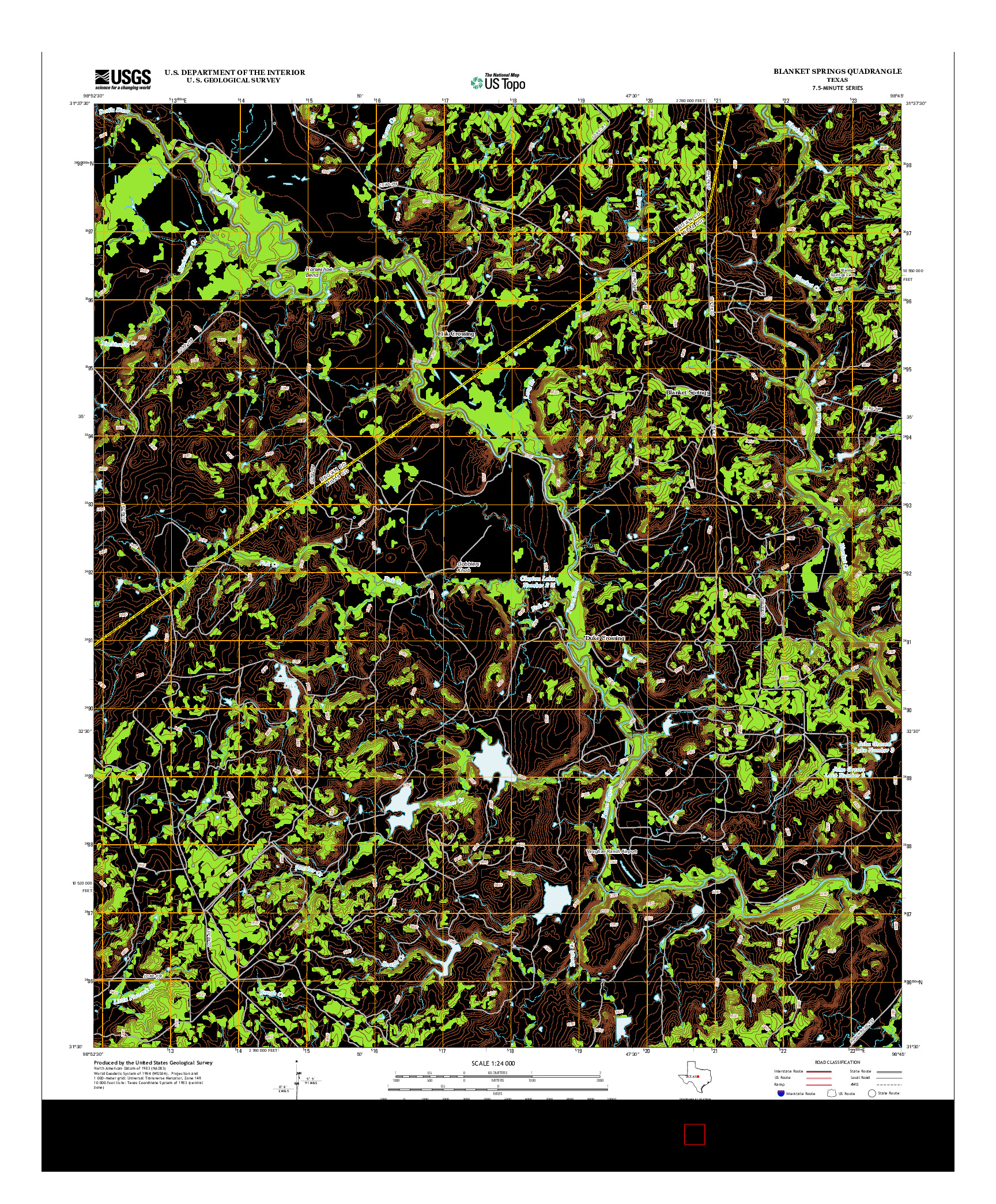 USGS US TOPO 7.5-MINUTE MAP FOR BLANKET SPRINGS, TX 2012