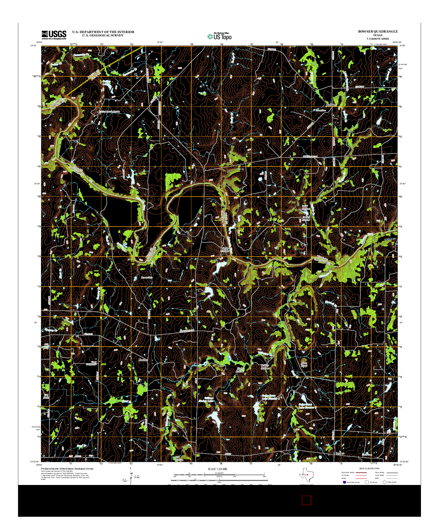 USGS US TOPO 7.5-MINUTE MAP FOR BOWSER, TX 2012