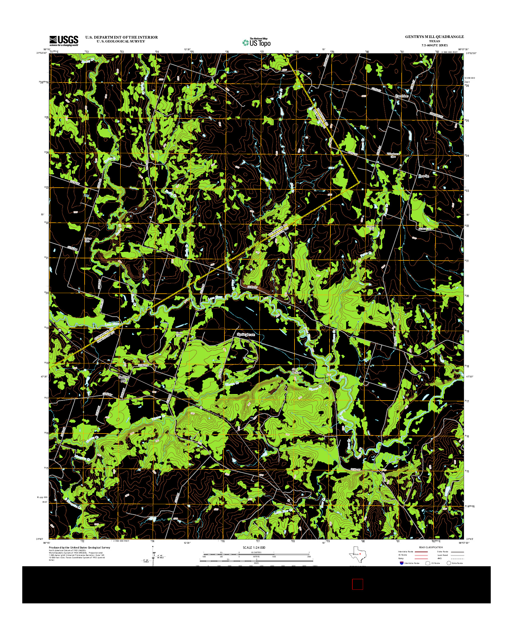 USGS US TOPO 7.5-MINUTE MAP FOR GENTRYS MILL, TX 2012