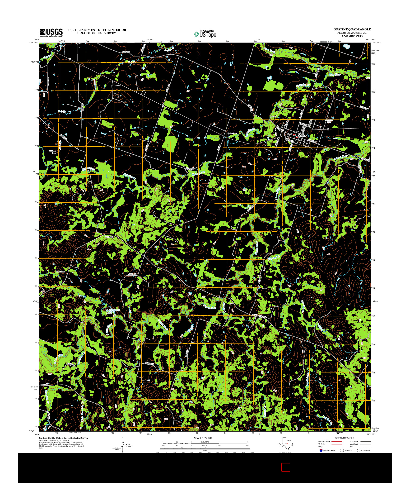 USGS US TOPO 7.5-MINUTE MAP FOR GUSTINE, TX 2012