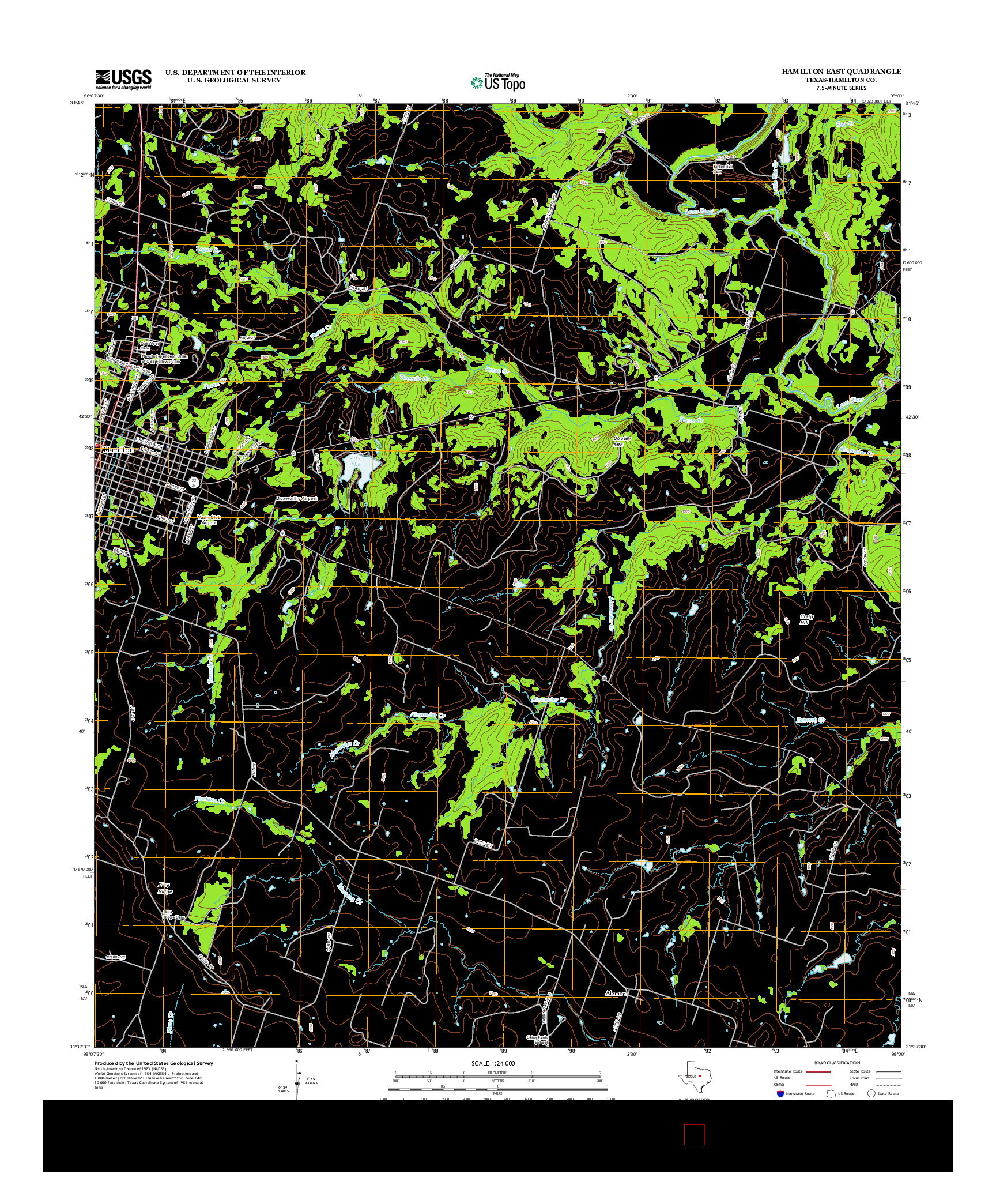 USGS US TOPO 7.5-MINUTE MAP FOR HAMILTON EAST, TX 2012