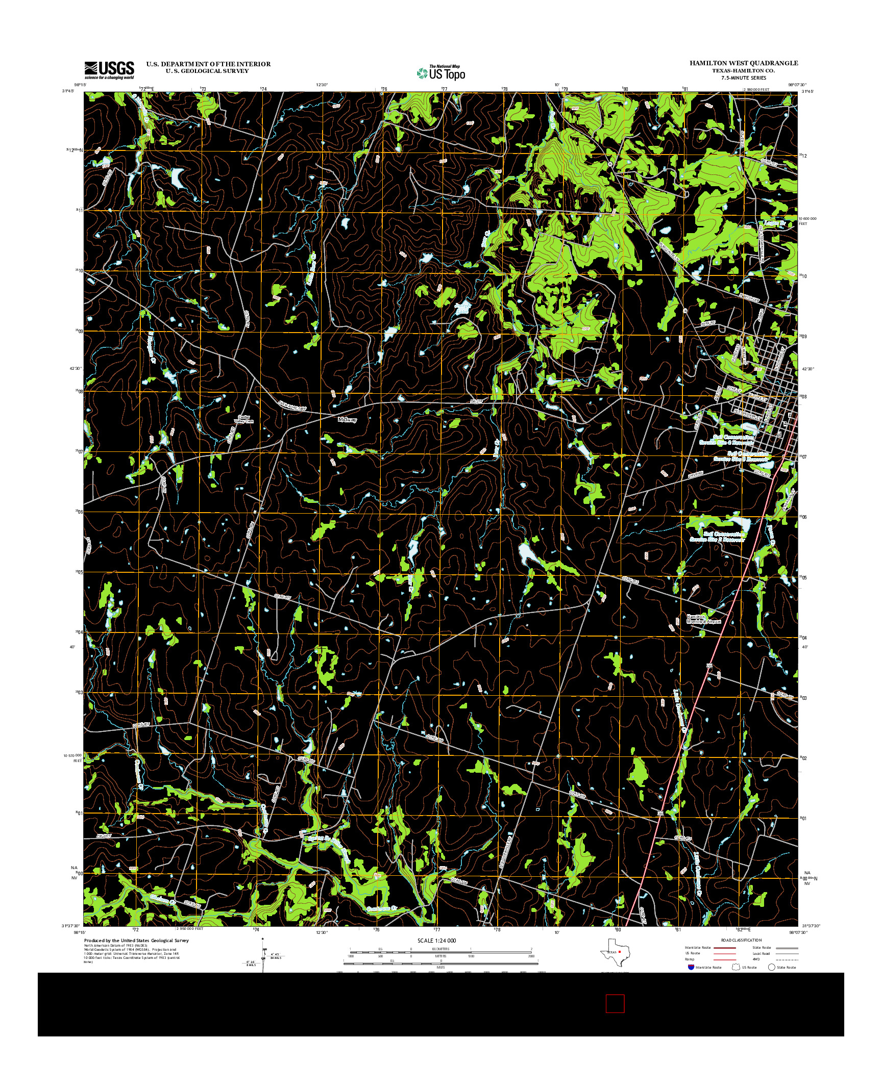 USGS US TOPO 7.5-MINUTE MAP FOR HAMILTON WEST, TX 2012