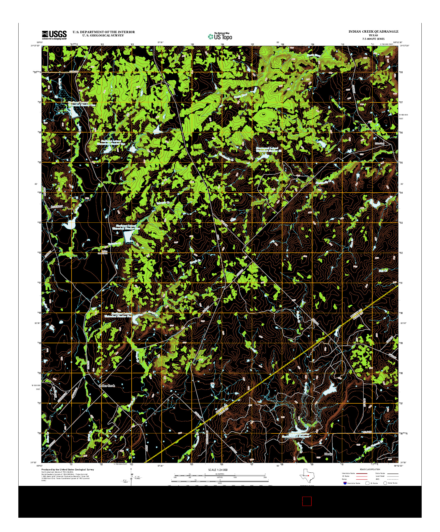 USGS US TOPO 7.5-MINUTE MAP FOR INDIAN CREEK, TX 2012