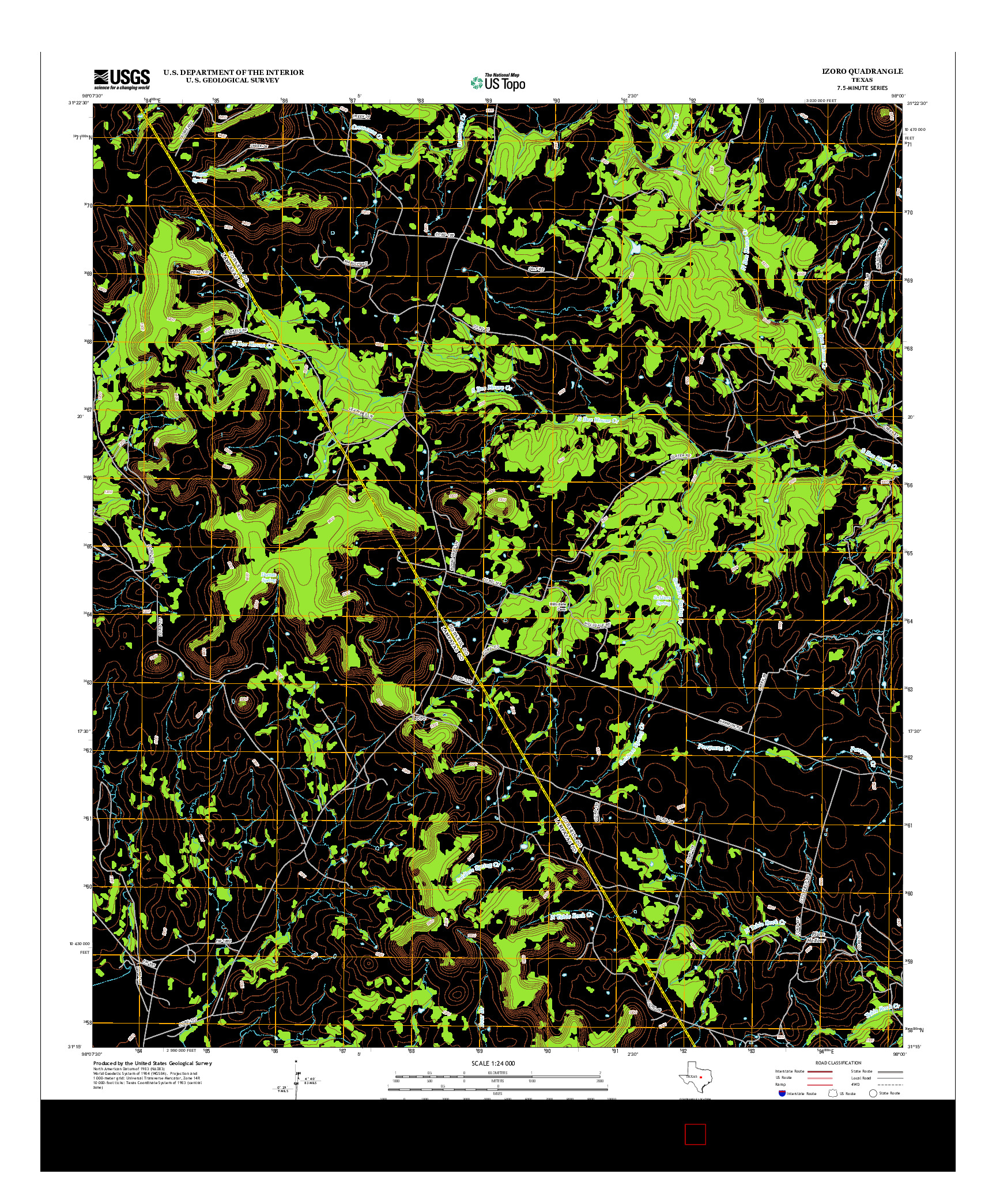 USGS US TOPO 7.5-MINUTE MAP FOR IZORO, TX 2012