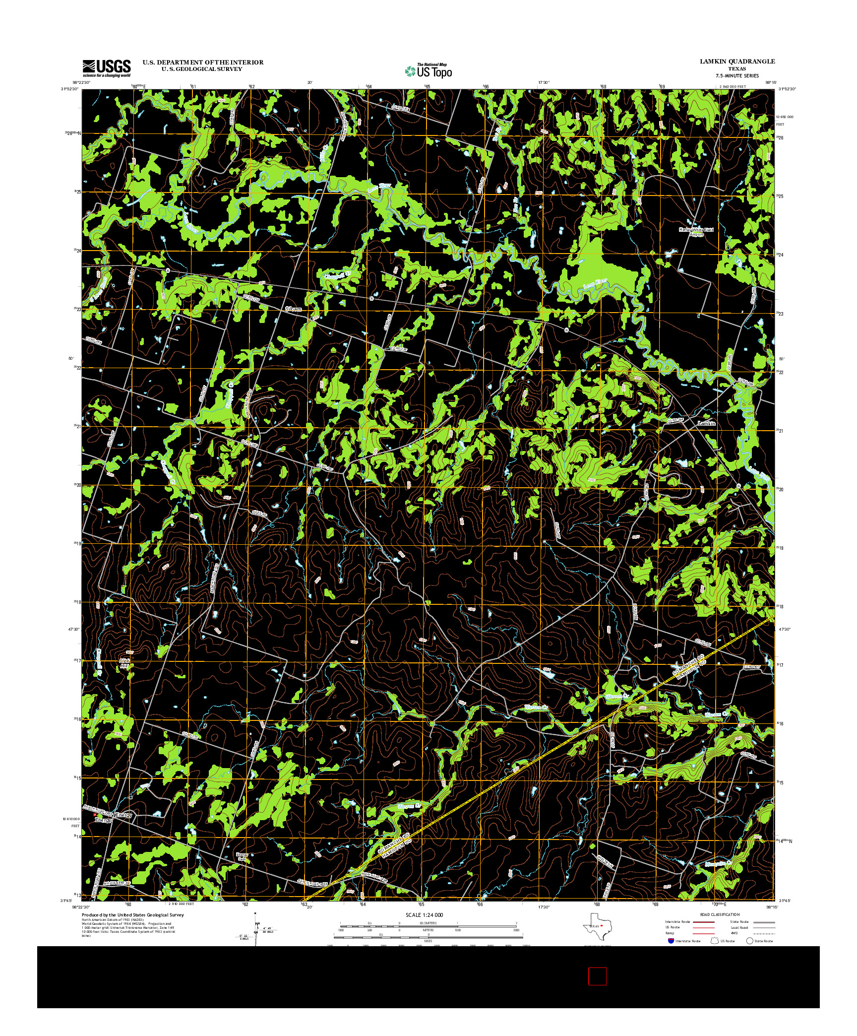 USGS US TOPO 7.5-MINUTE MAP FOR LAMKIN, TX 2012