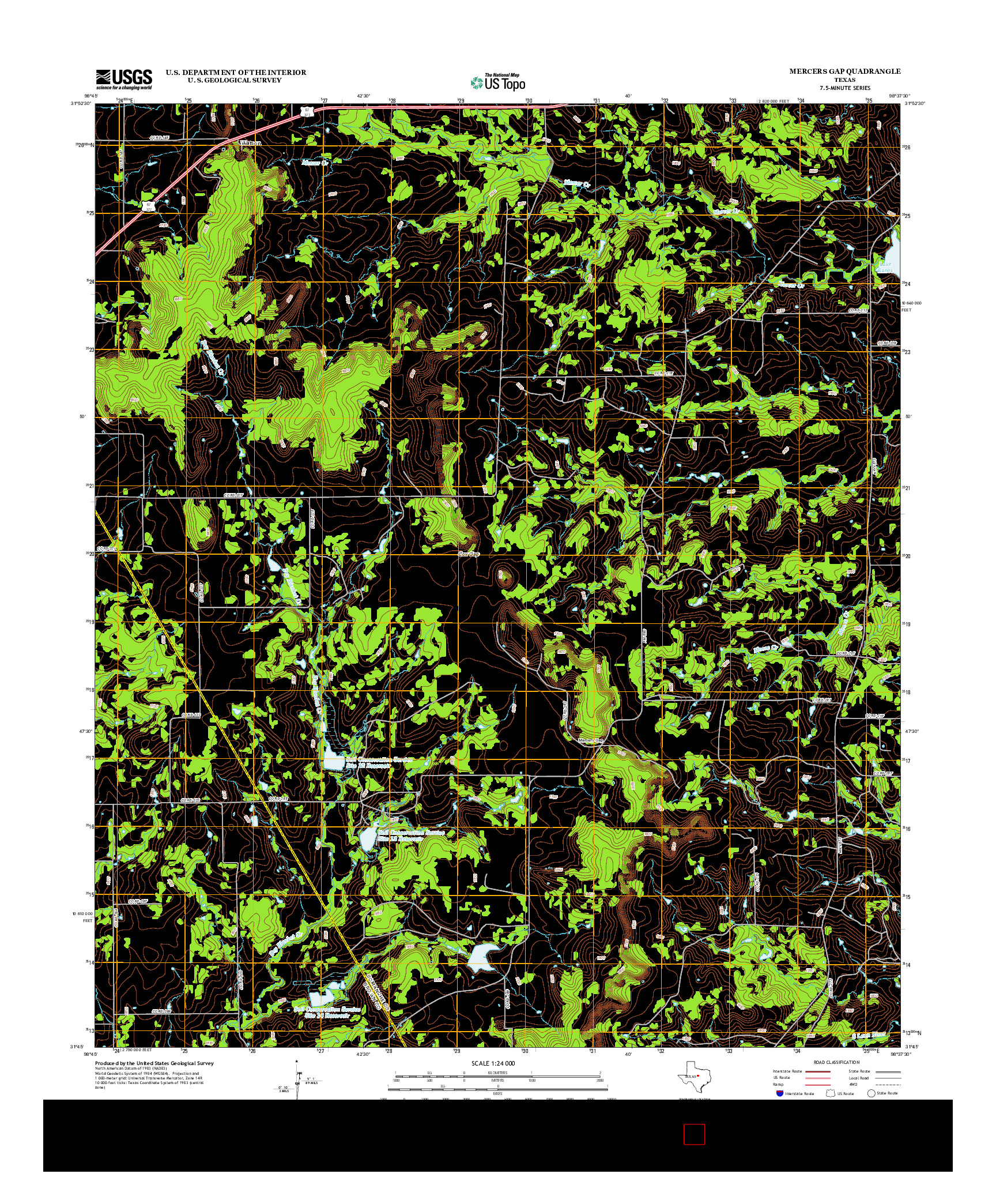 USGS US TOPO 7.5-MINUTE MAP FOR MERCERS GAP, TX 2012