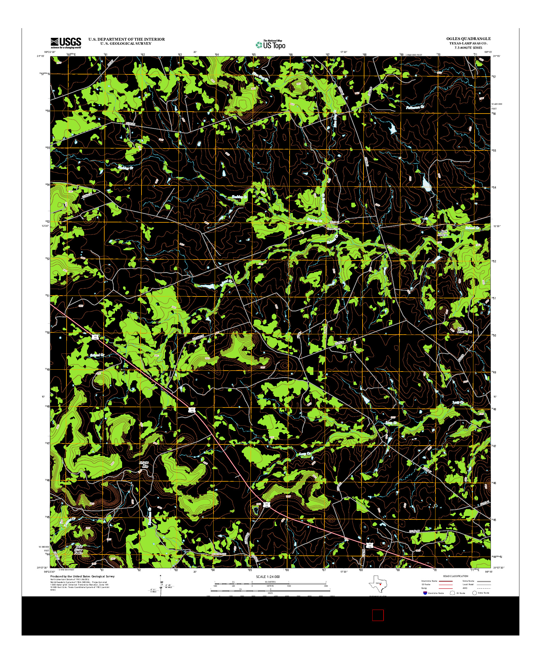USGS US TOPO 7.5-MINUTE MAP FOR OGLES, TX 2012