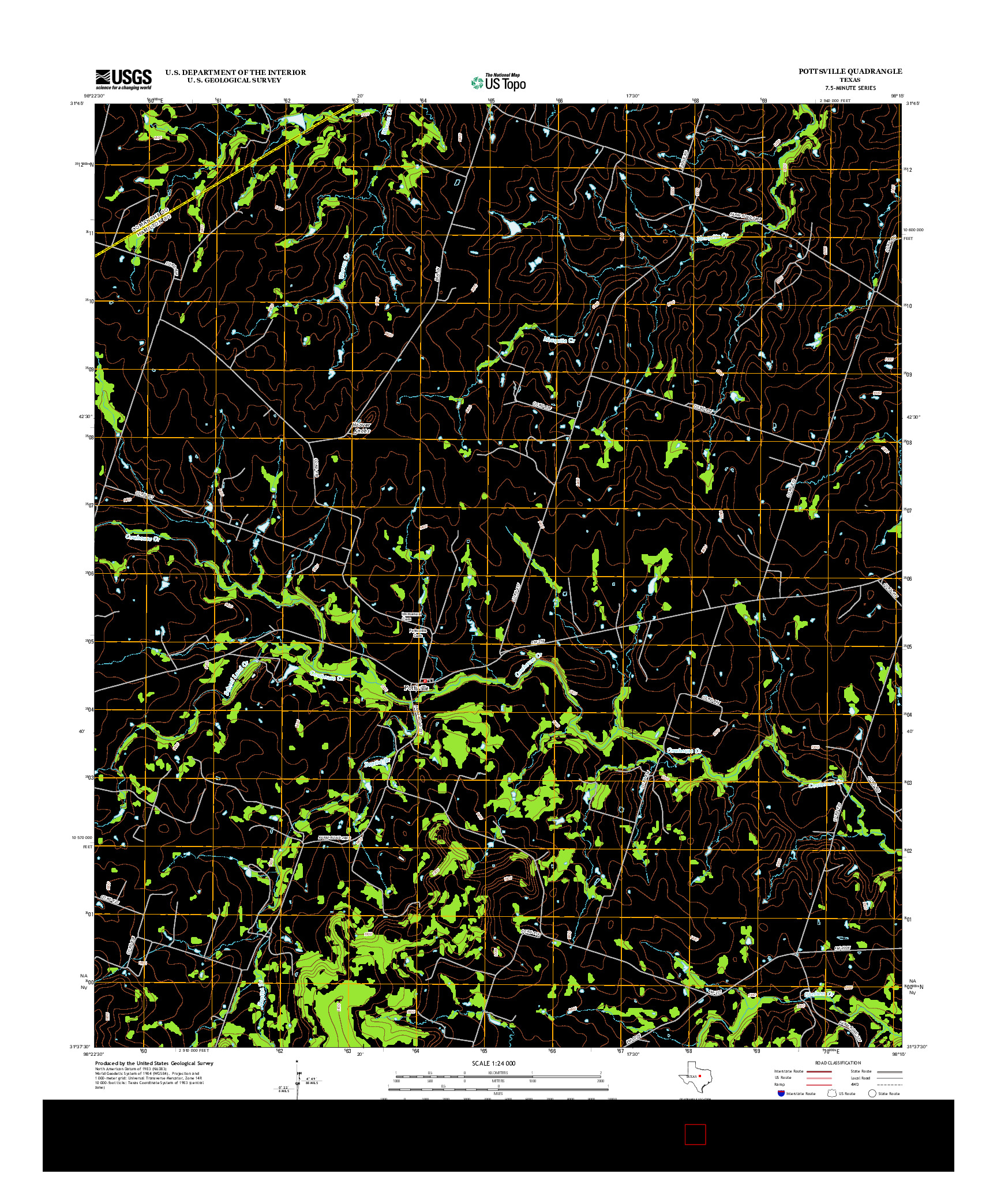 USGS US TOPO 7.5-MINUTE MAP FOR POTTSVILLE, TX 2012